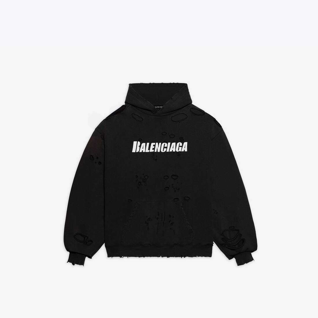 Destroyed Hoodie in Black - 1