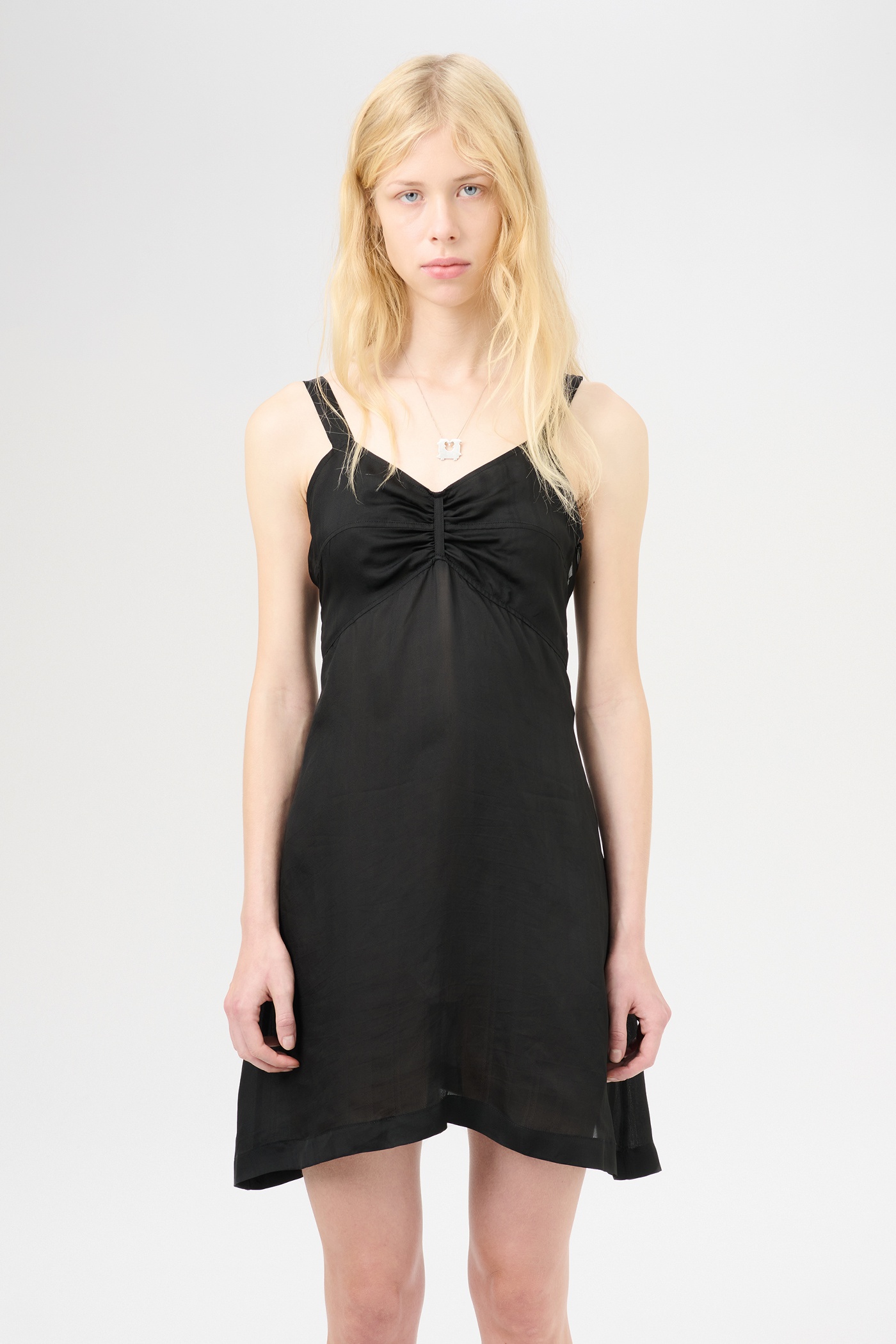 Apron Dress Noir Stripe Sheer Viscose Silk - 3
