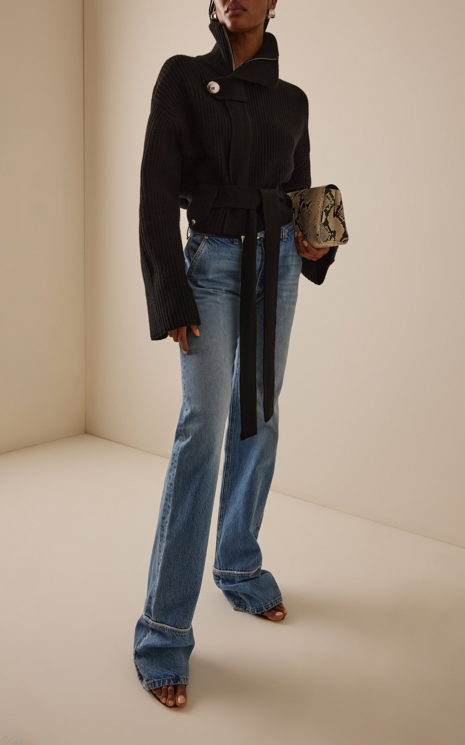 The Neal Belted Cashmere Sweater black - 3