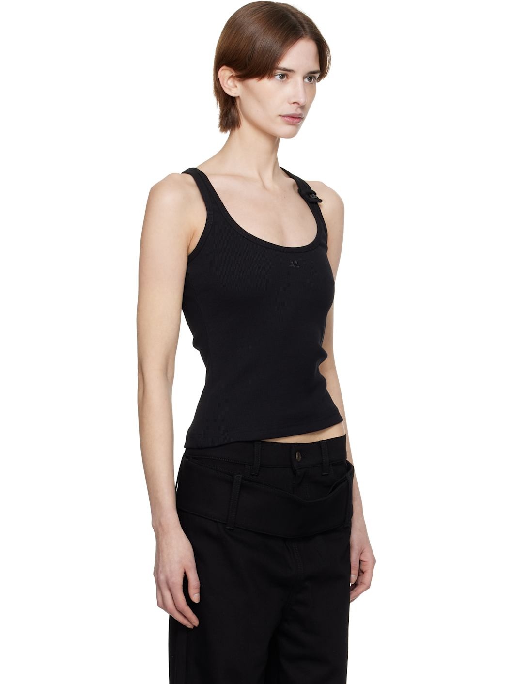 Black 90's Rib Tank Top - 2