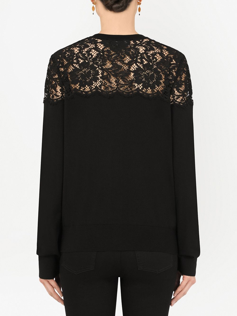 lace panel knitted top - 4