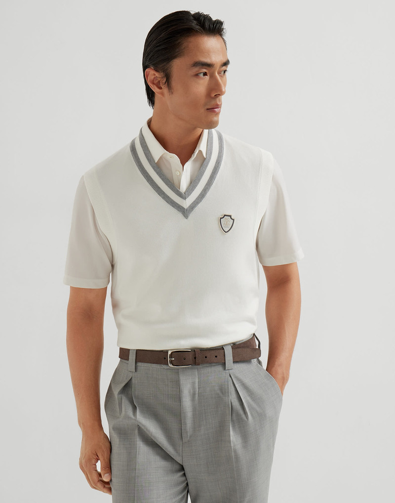 Cotton knit vest with logo - 1