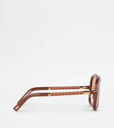 Tod's SUNGLASSES WITH TEMPLE IN LEATHER - BROWN outlook