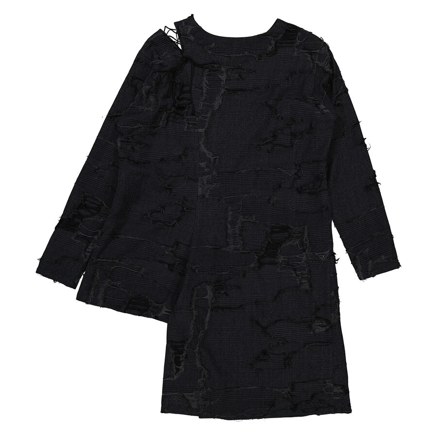 Y'S Ladies Wool Glen Check Lace-Up Shoulder Detail Top, Brand Size 1 (X-Small) - 6