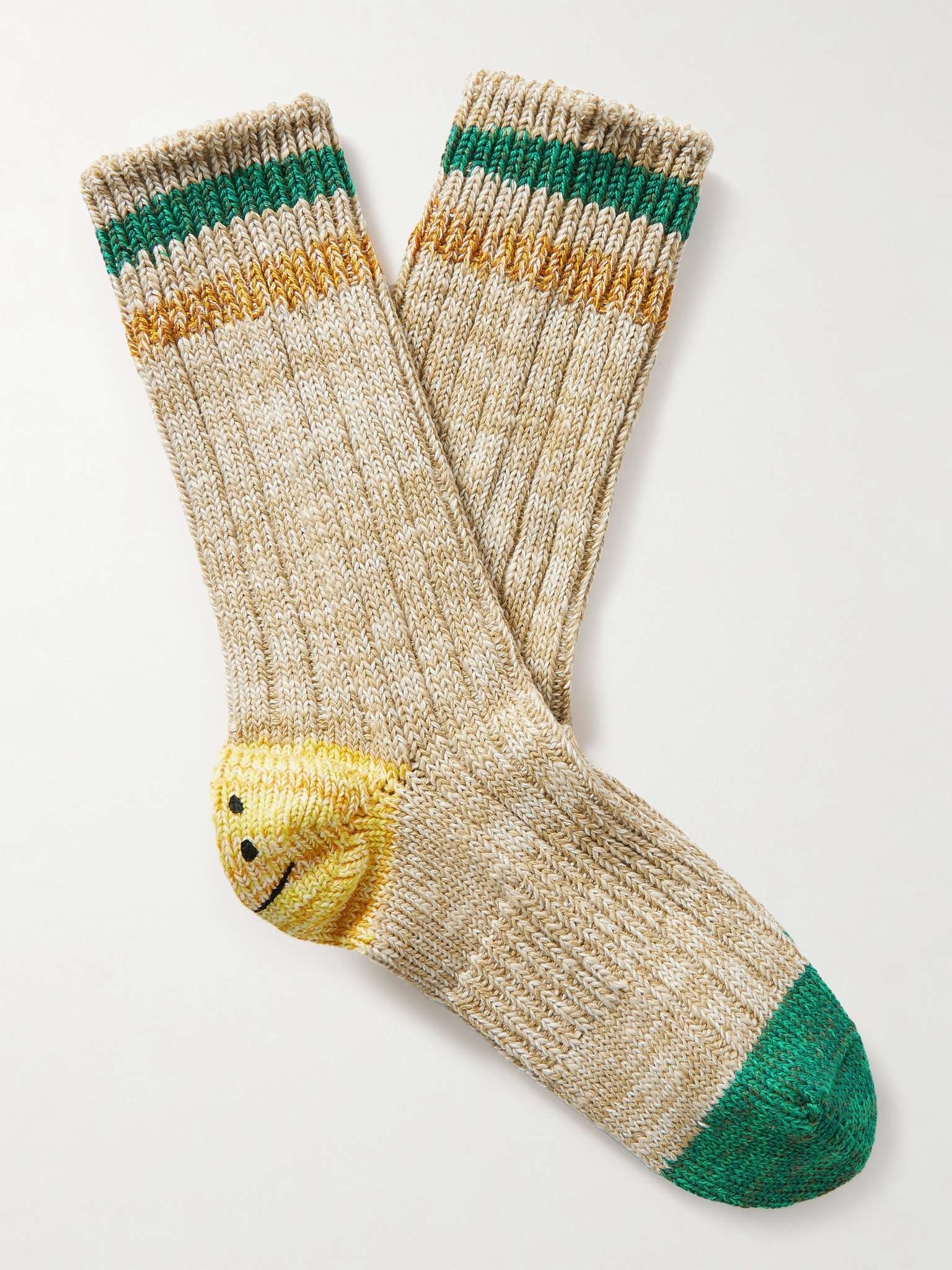 Intarsia Cotton and Hemp-Blend Socks - 1