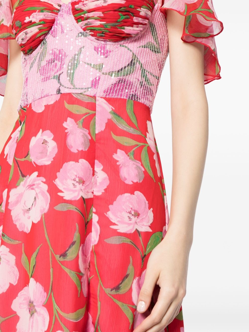 floral-print chiffon midi dress - 5