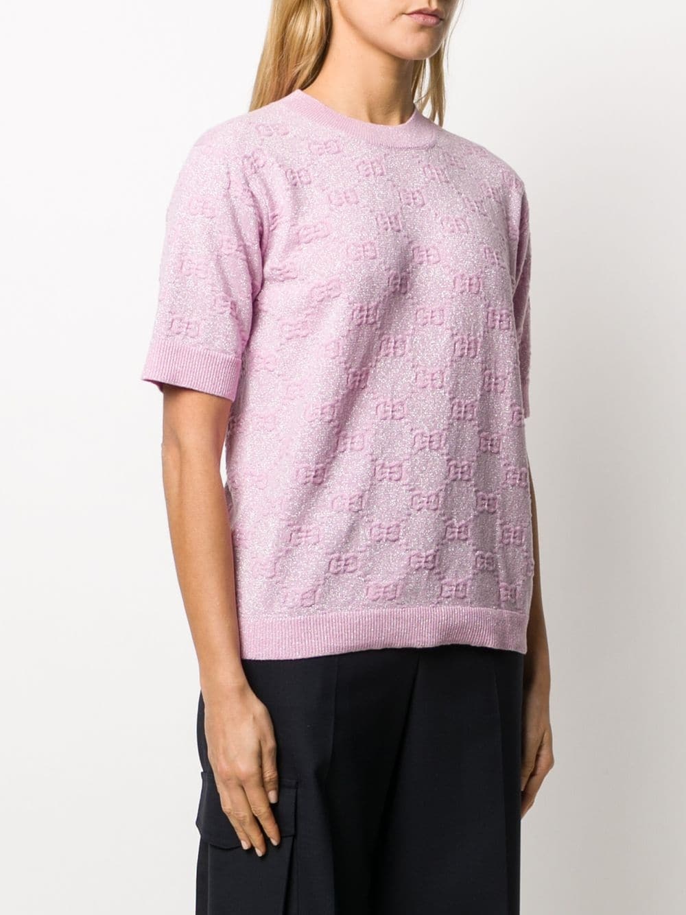 metallic knitted logo top - 3