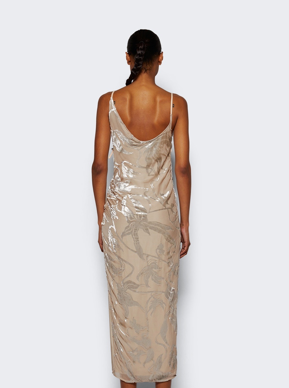 Asymmetrical Buckled Strap Dress Champagne - 4