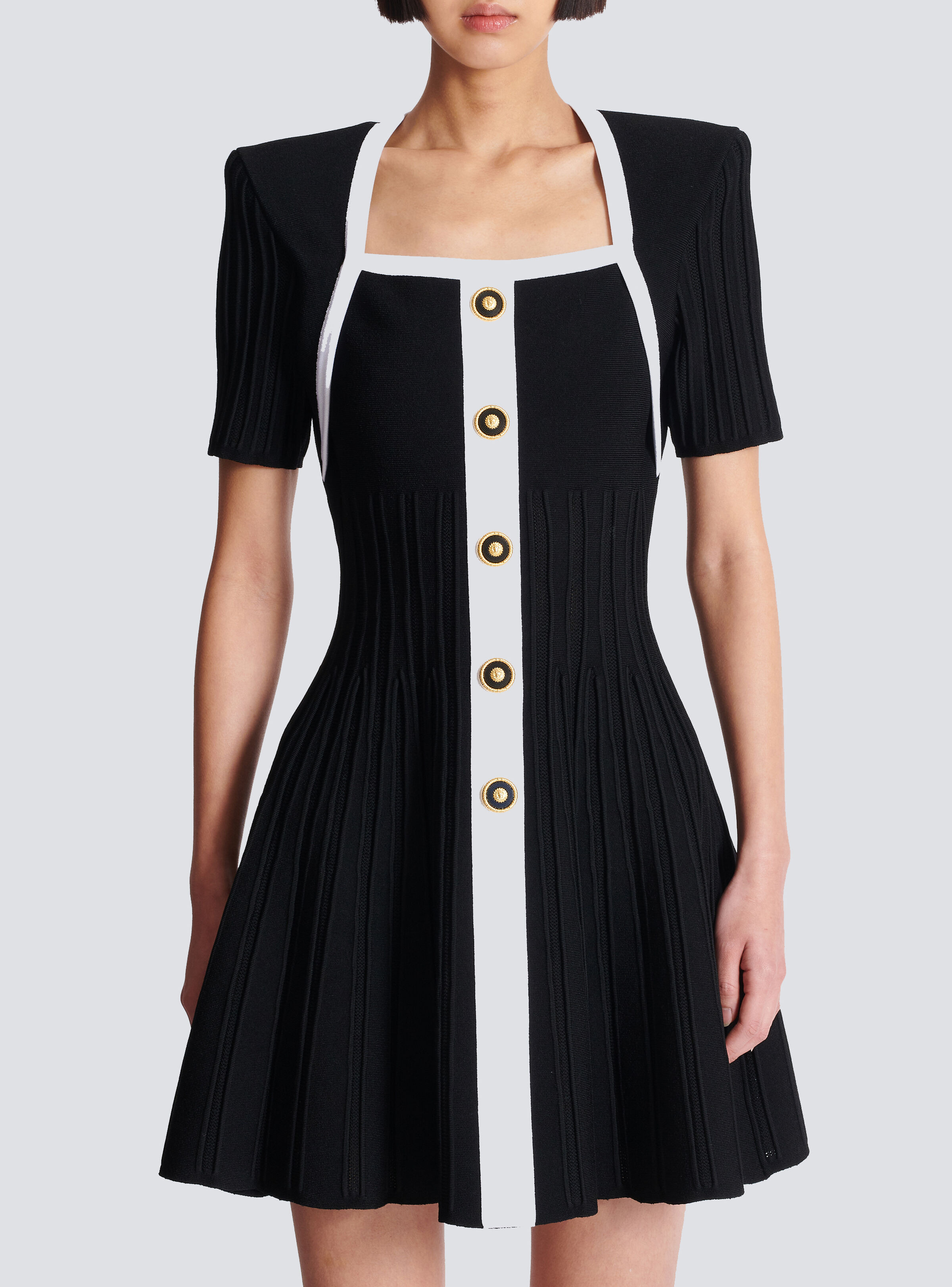 Two-tone A-line knit dress - 5