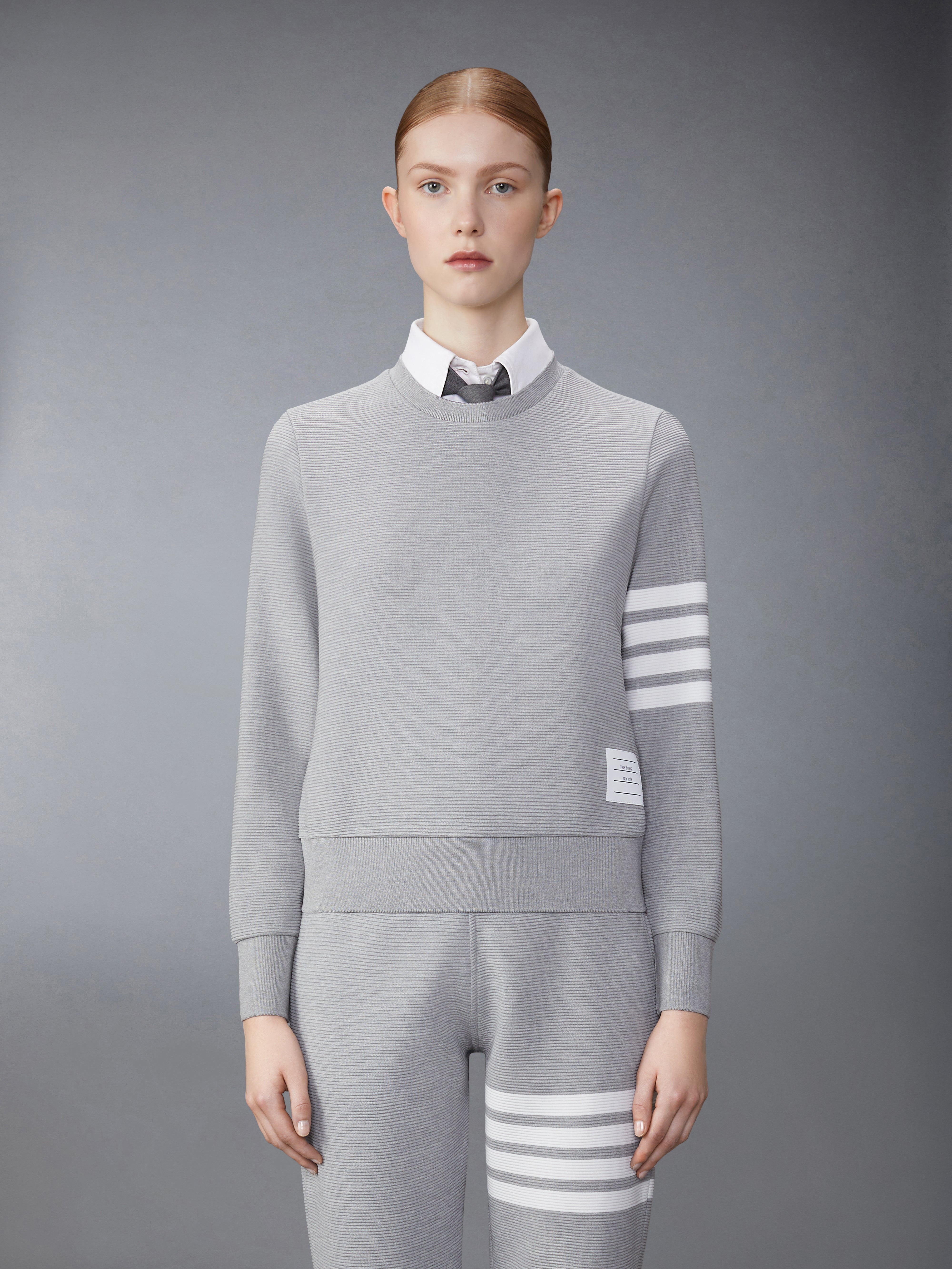 COTTON OTTOMAN RIB 4-BAR CREW NECK SWEATSHIRT - 2