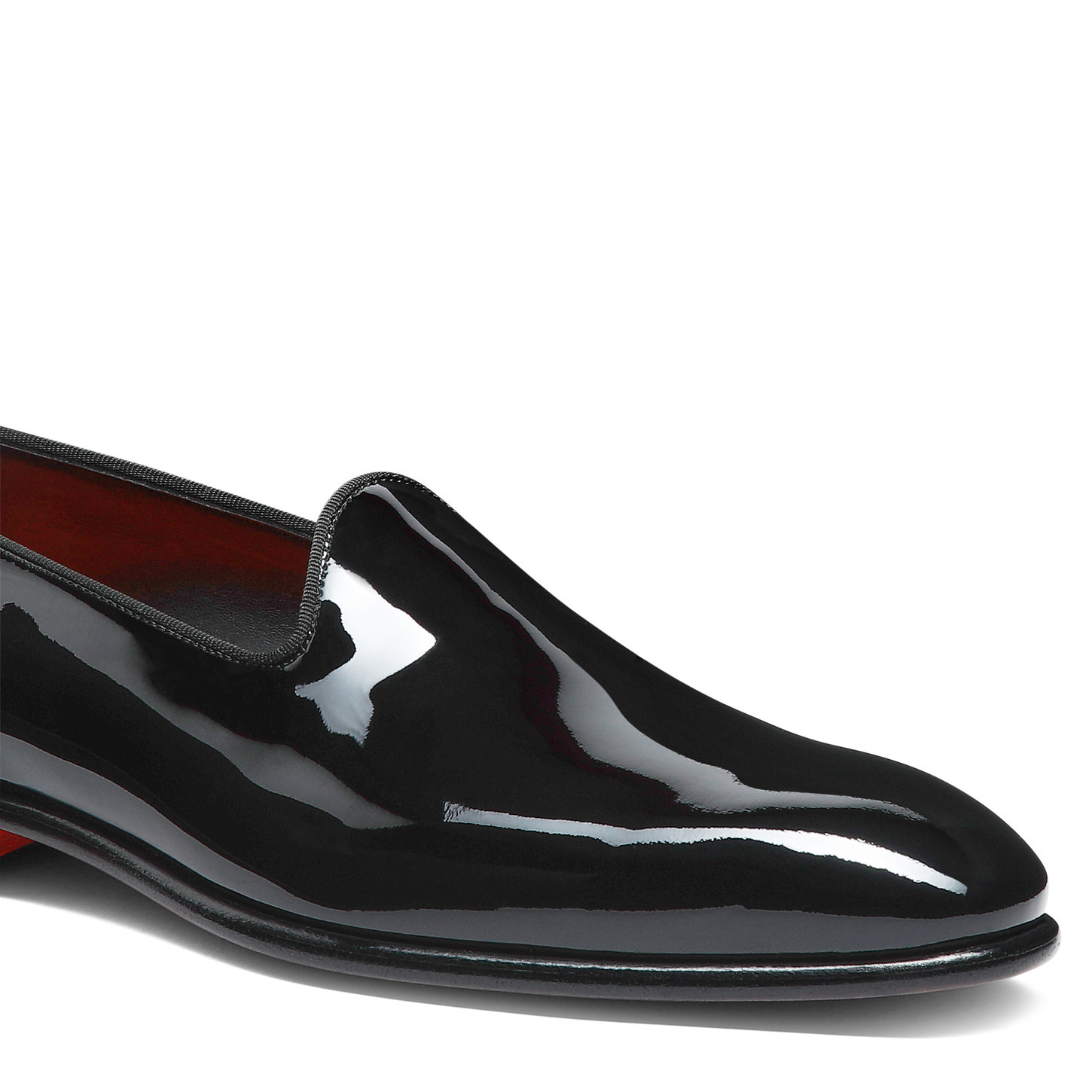 Men's black patent leather loafer - 6