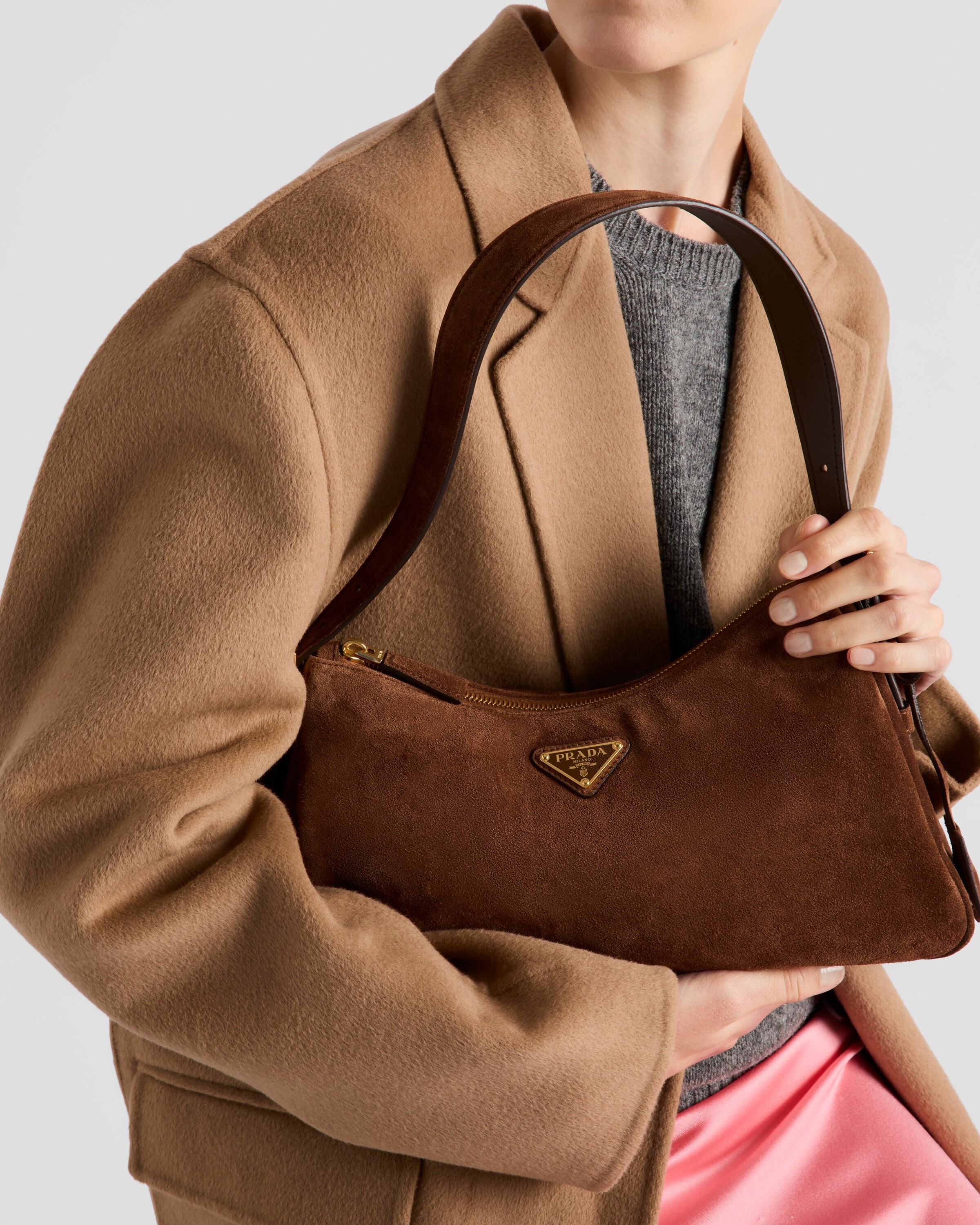 Prada Aimée medium suede shoulder bag - 7