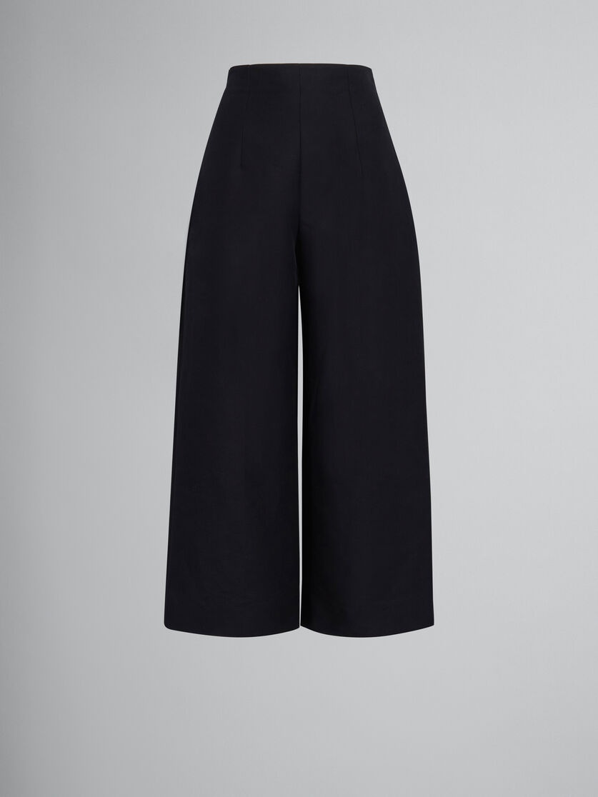 BLACK CADY CROPPED TROUSERS - 1