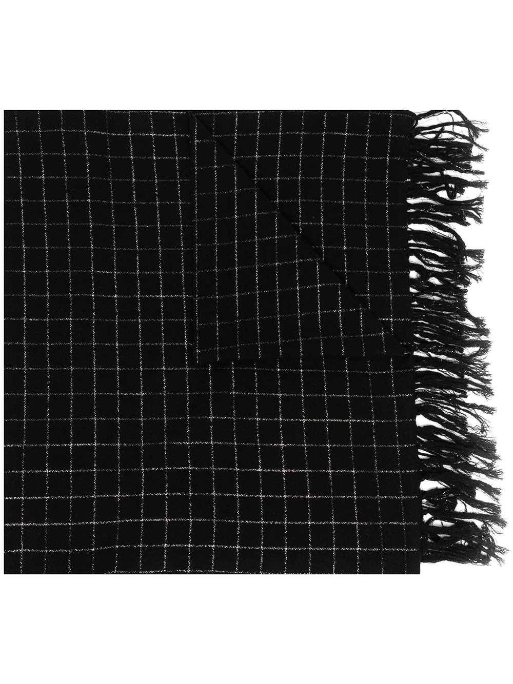 metallic thread checked fringed scarf - 1