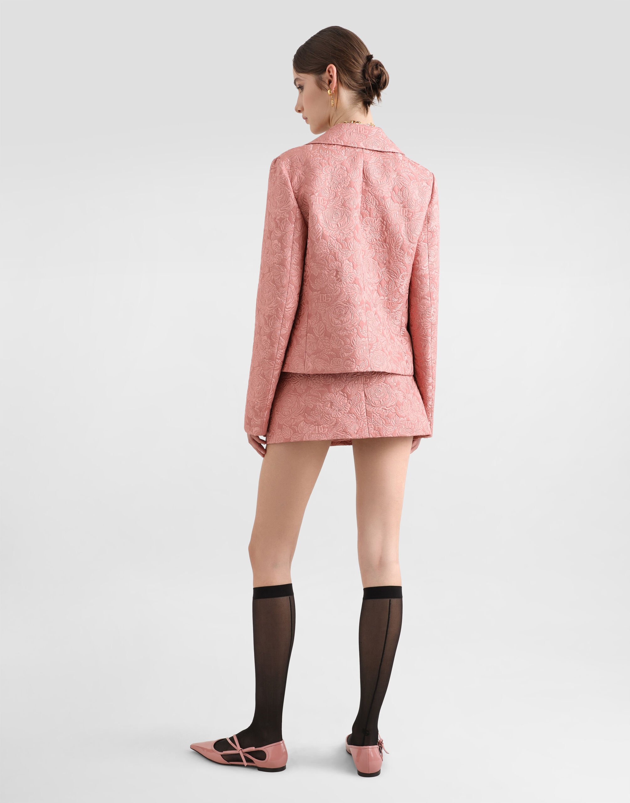 Single-breasted floral quilted jacquard Gabbana jacket - 3