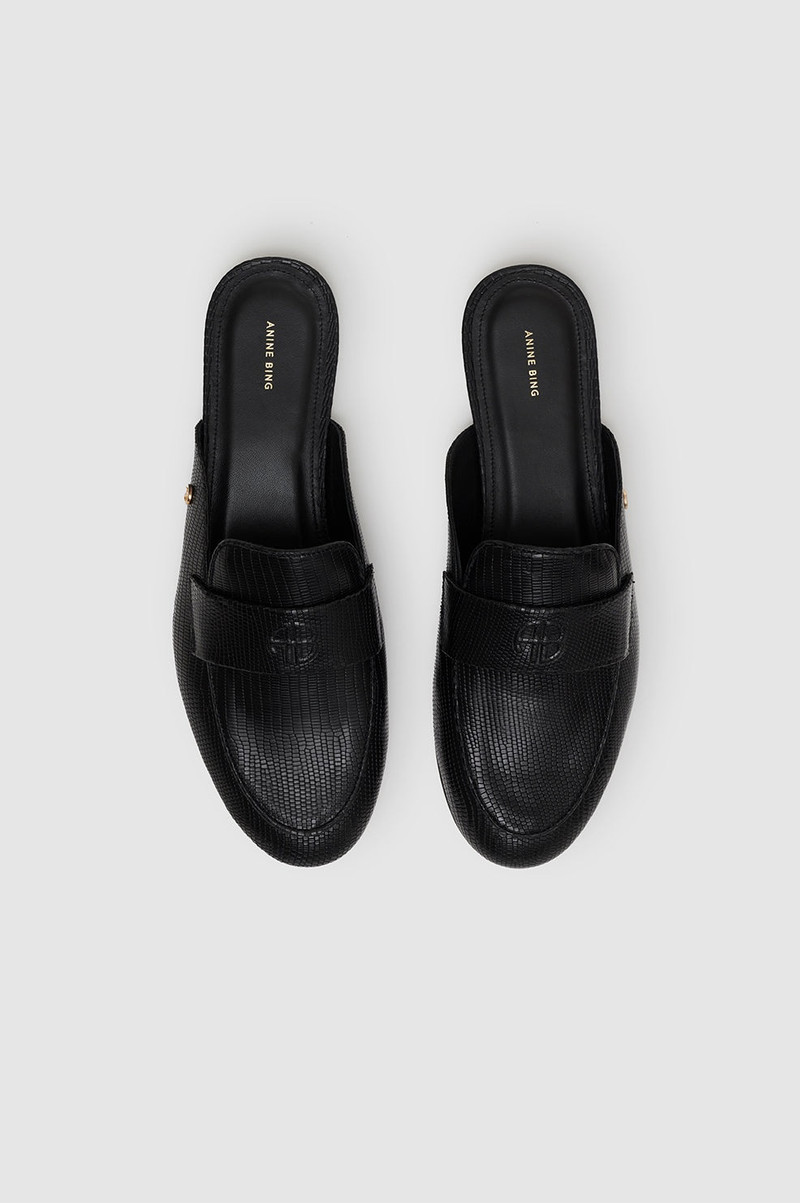 ANINE BING Corrine Mules - Mini Embossed Black outlook