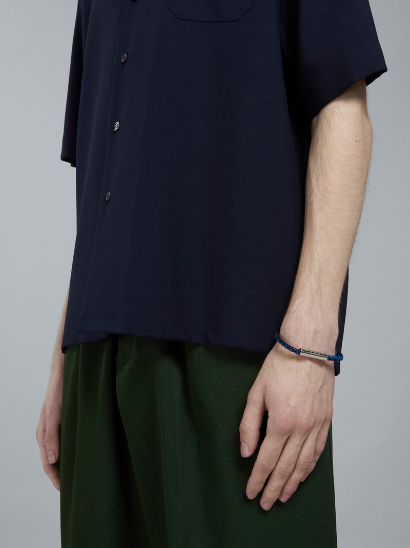 Marni BLACK AND BLUE BRAIDED LEATHER BRACELET outlook
