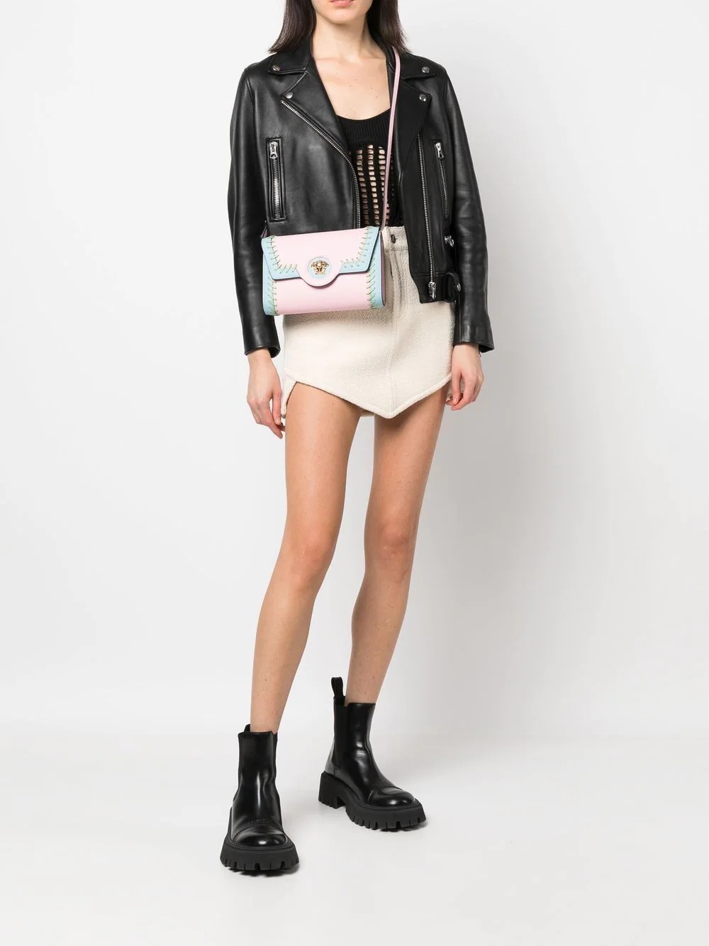 colour-block leather crossbody bag - 2