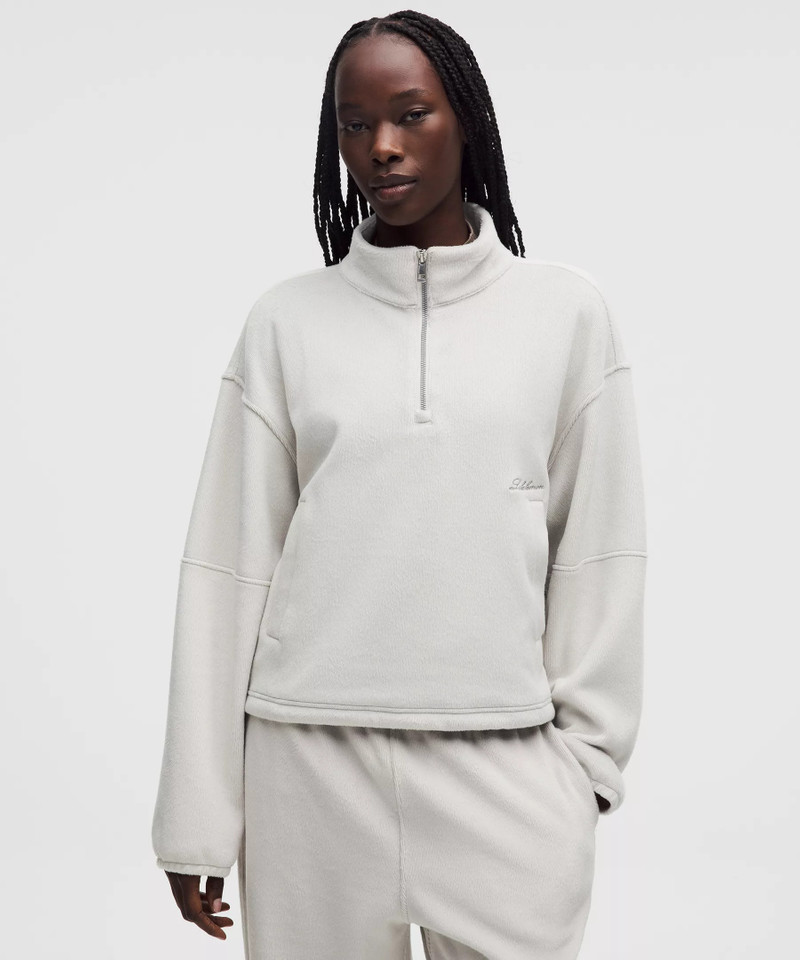 Plush Velour Oversized Half Zip 1