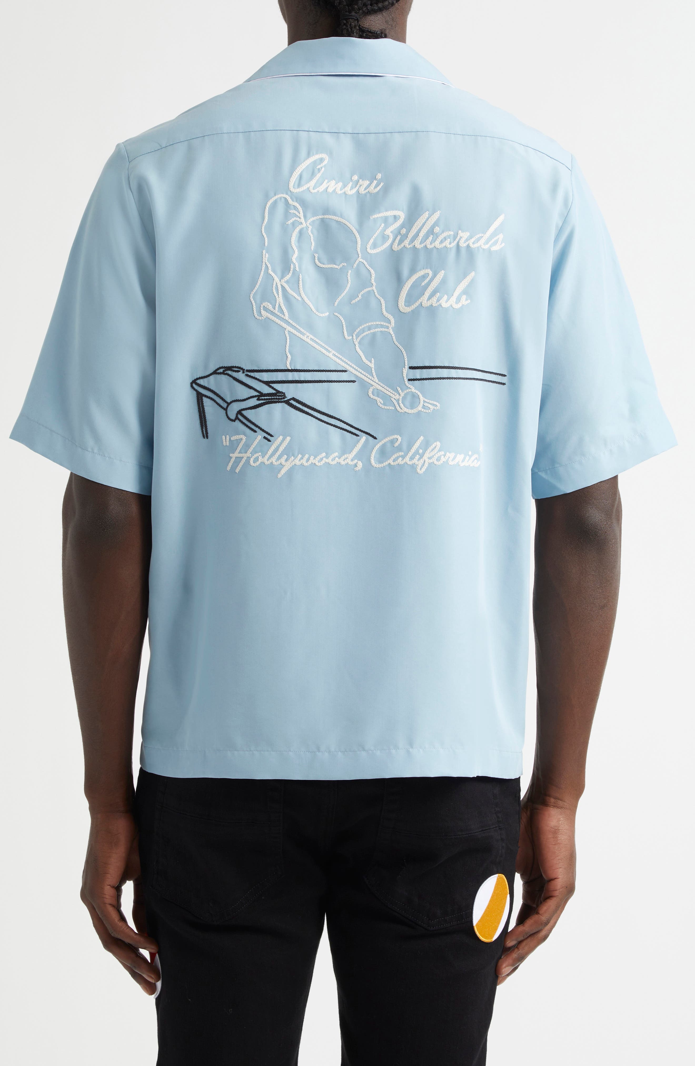 AMIRI Billiards Club Camp Shirt in Ocean Sky at Nordstrom - 2
