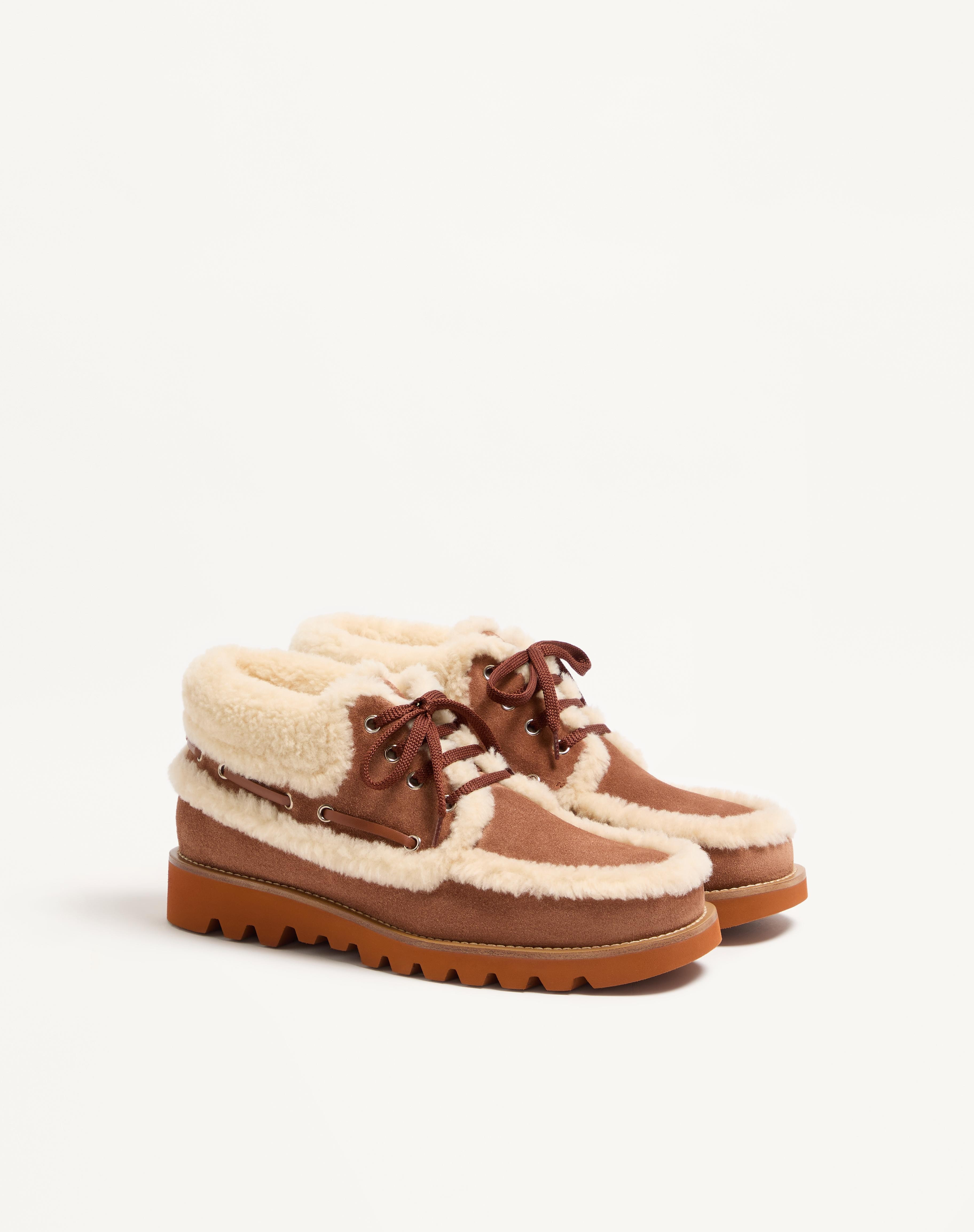 PALM AVENUE ANKLE BOOT IN CRUST LEATHER AND WOOL - 5