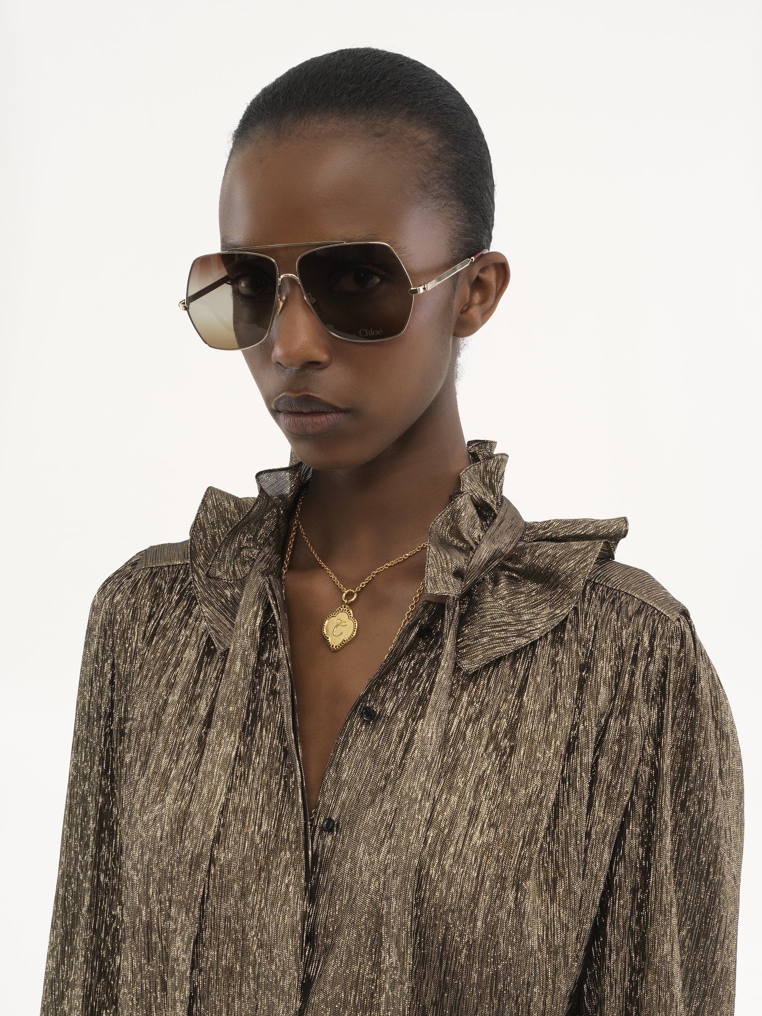 FLUID BLOUSE IN SILK CRÊPON LAMÉ - 6