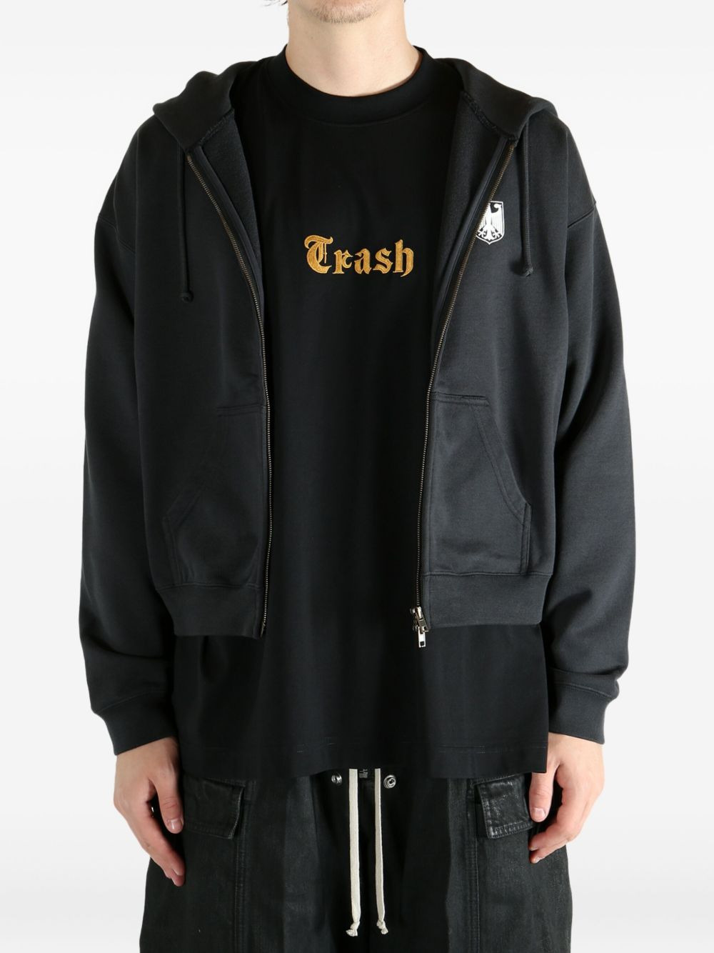 logo-embroidered zip-fastening hoodie - 2