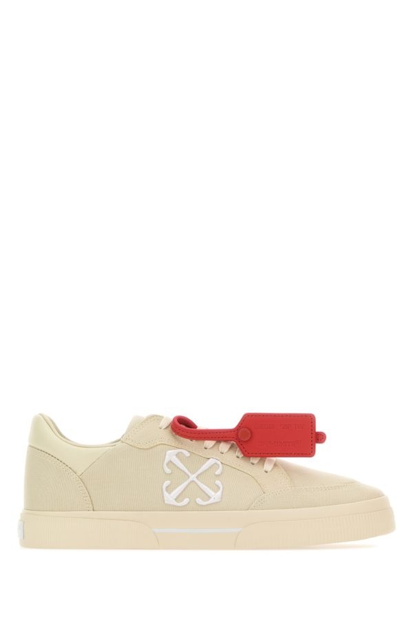 Off White Man Sand Canvas New Low Vulcanized Sneakers - 1