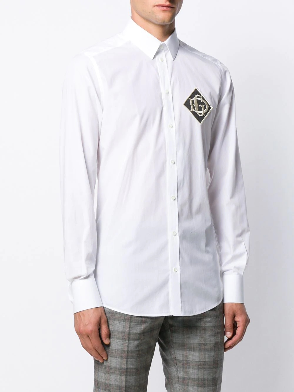 embroidered logo patch shirt - 3