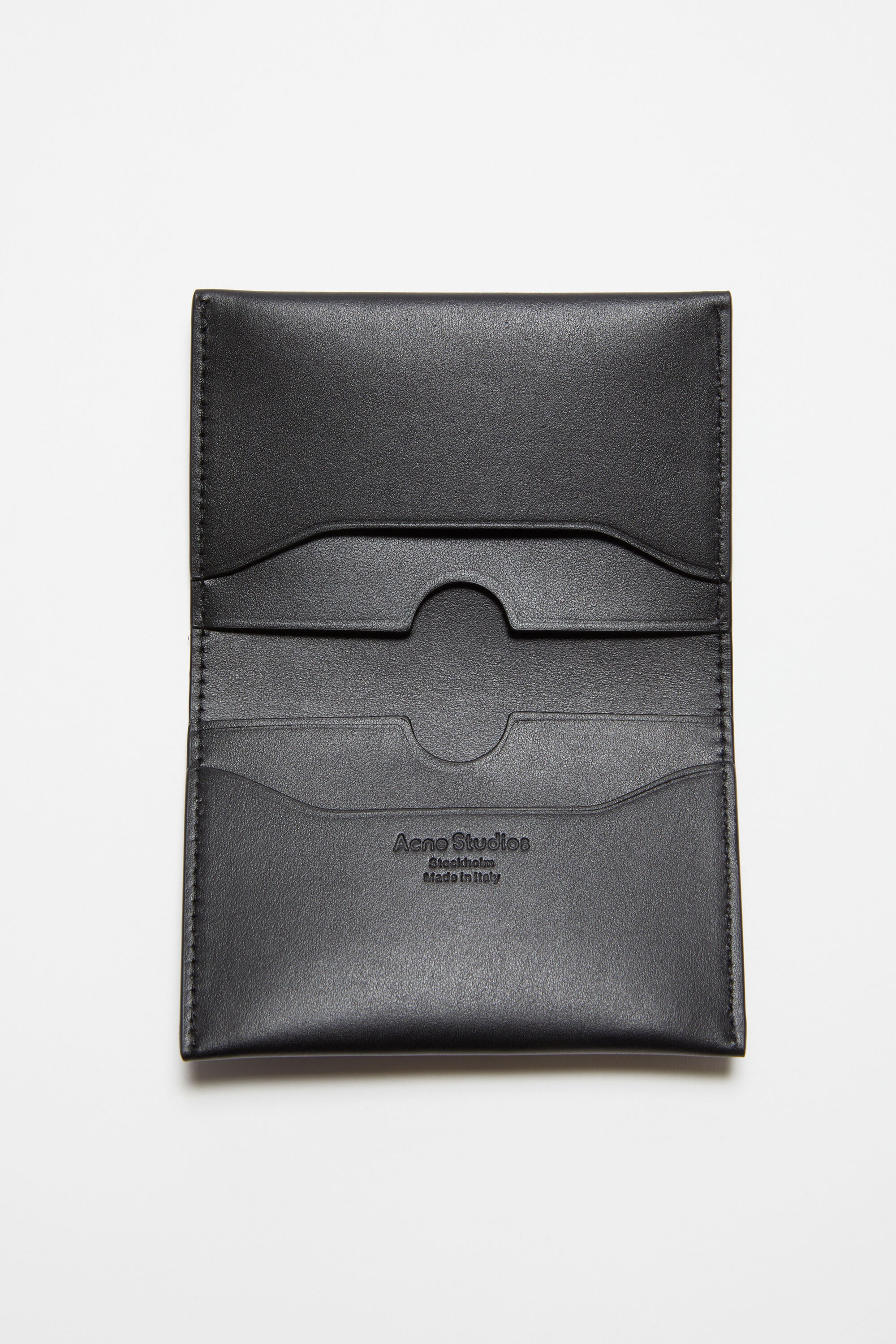 Folded leather wallet - Black - 6