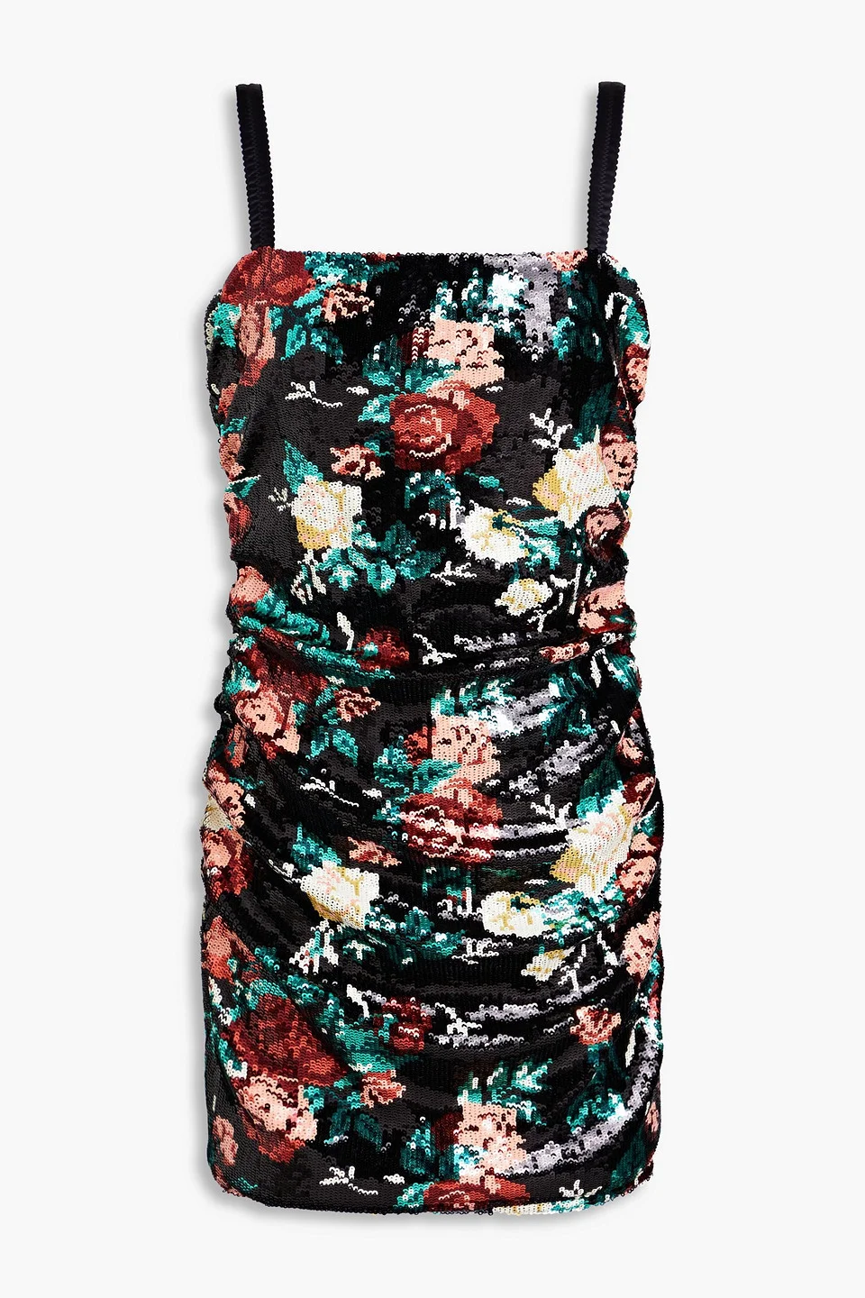 Ruched sequined mesh mini dress - 1