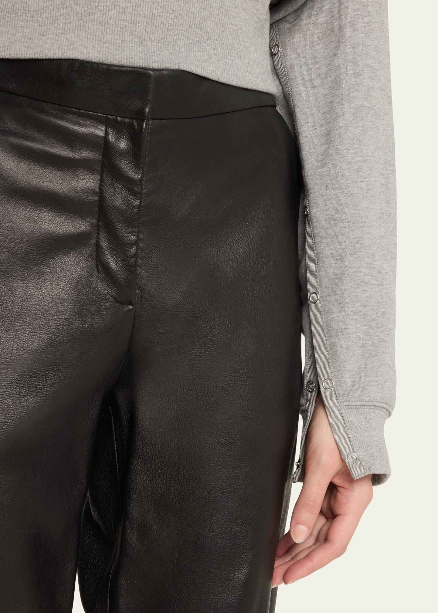 Cropped Sweatshirt with Inseam Snaps - 5
