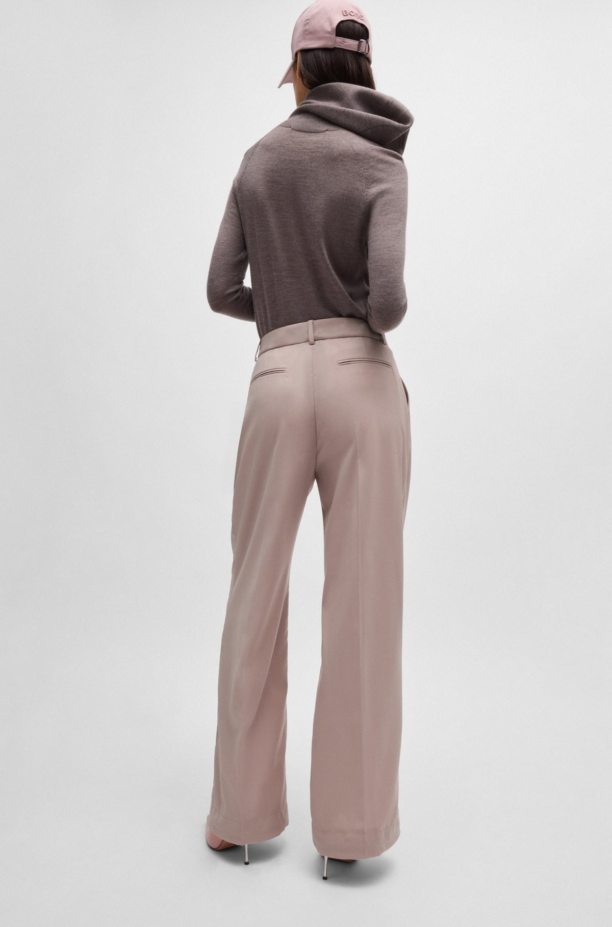 NAOMI X BOSS REGULAR-FIT TROUSERS IN NATURAL-STRETCH WOOL - 4
