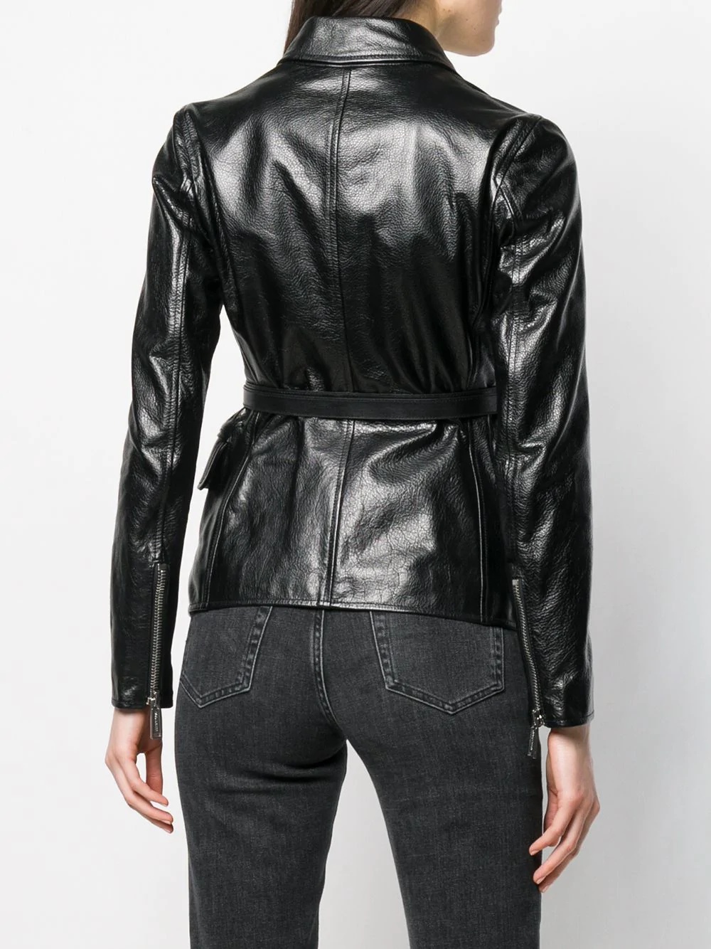 fitted biker jacket - 4