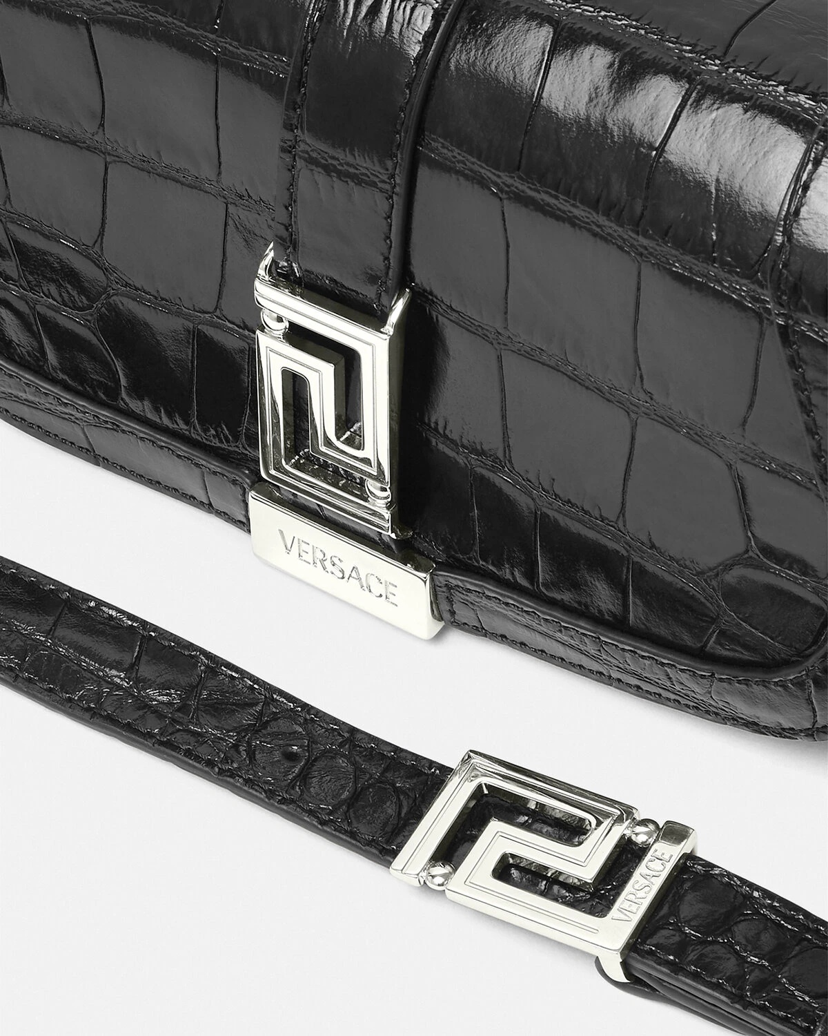 Croc-Effect Greca Goddess Mini Bag - 5