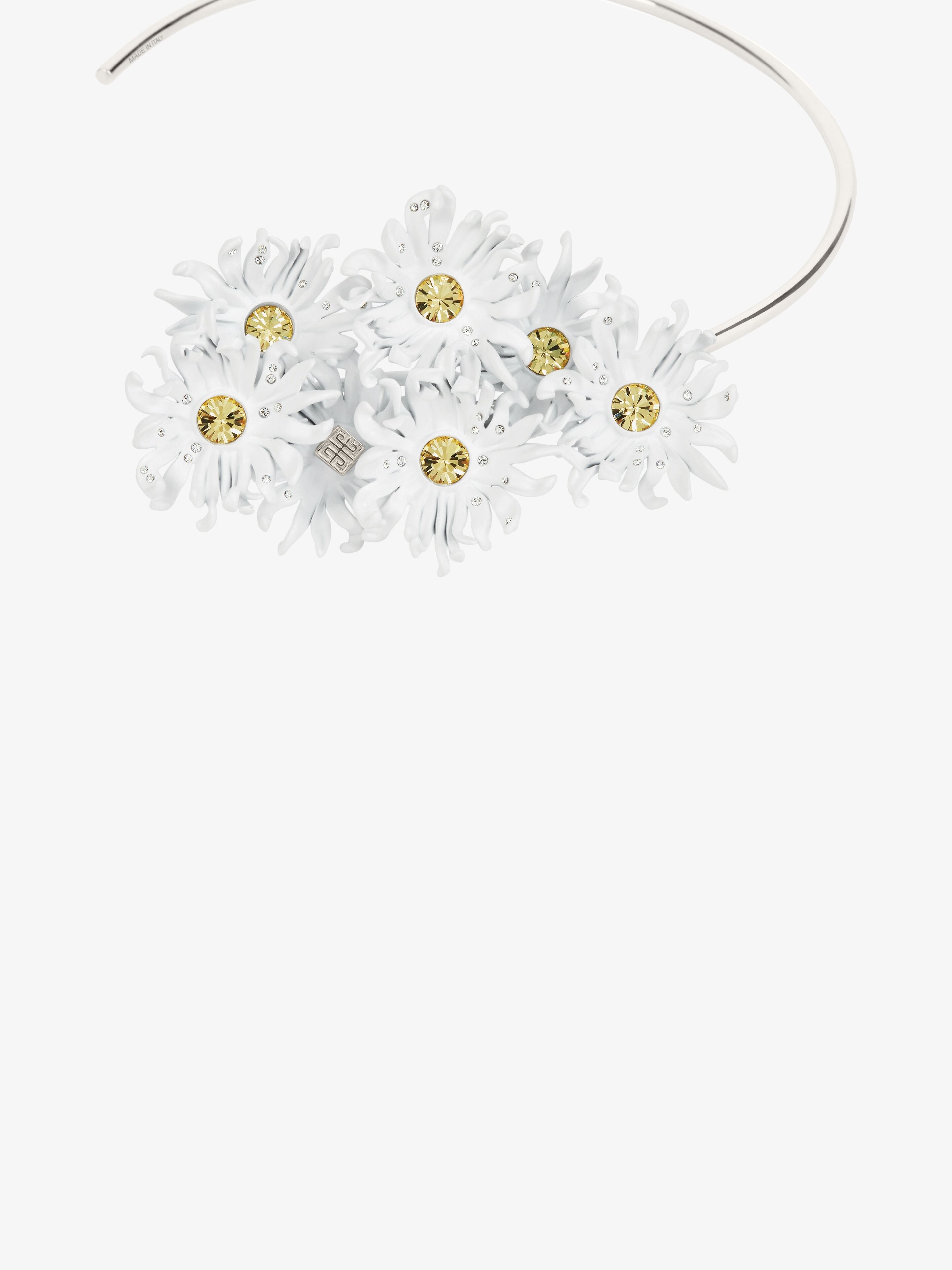 DAISY TORQUE NECKLACE IN METAL AND ENAMEL WITH CRYSTALS - 2