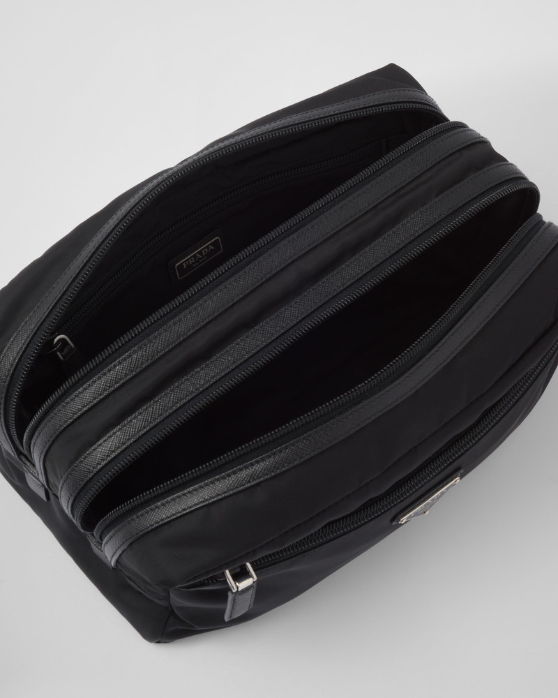 Re-Nylon and Saffiano leather travel pouch 4