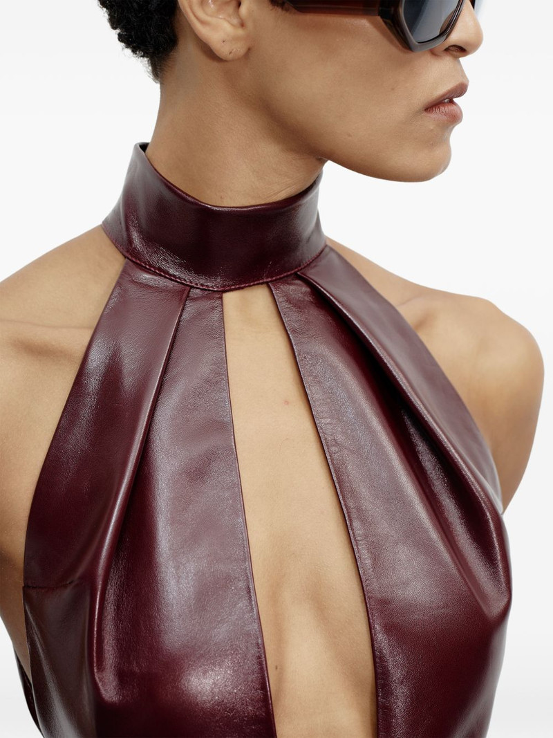 Nessa halterneck leather maxi dress 4