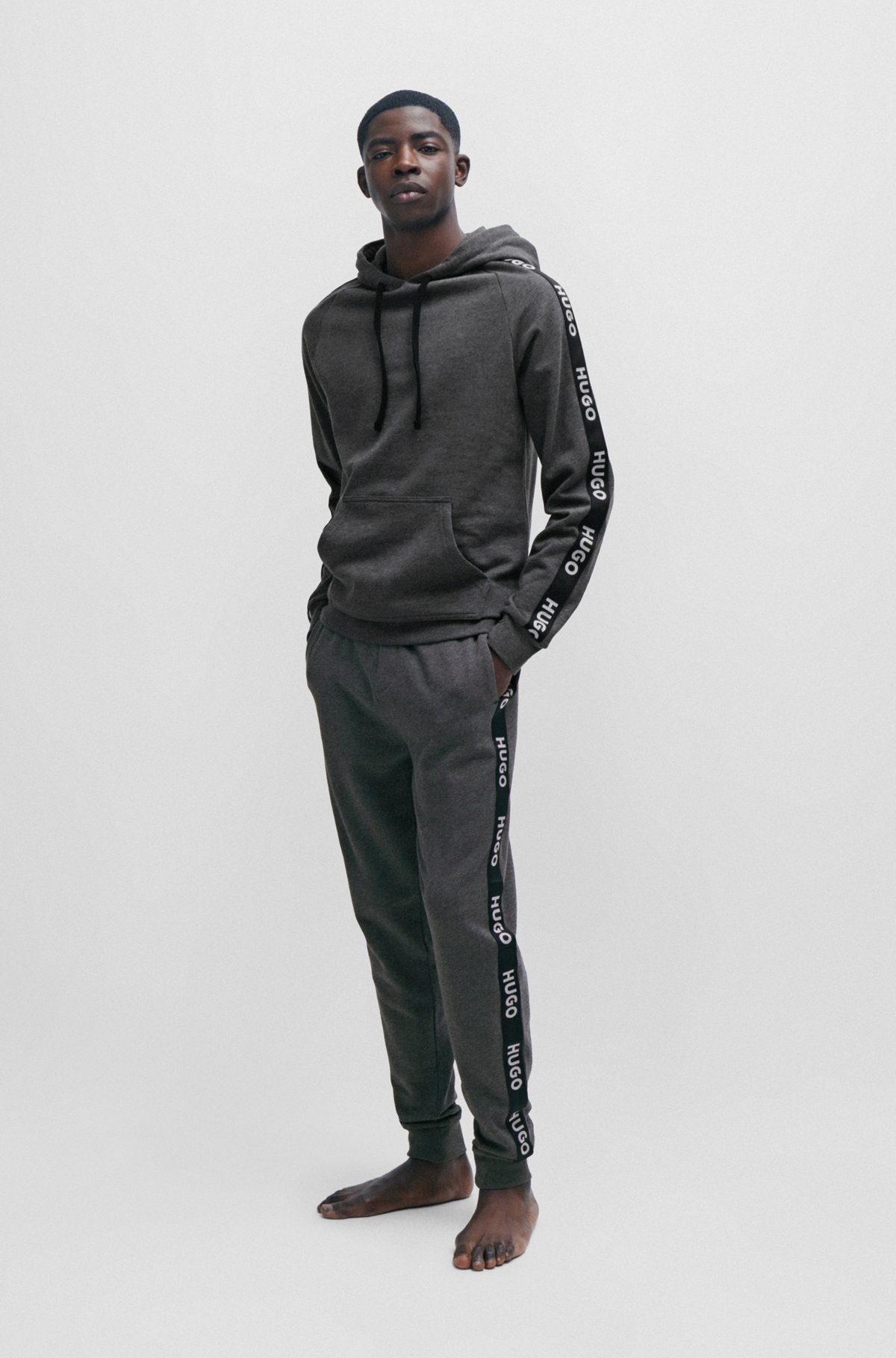 CUFFED TRACKSUIT BOTTOMS IN WITH LOGO TAPE - 3