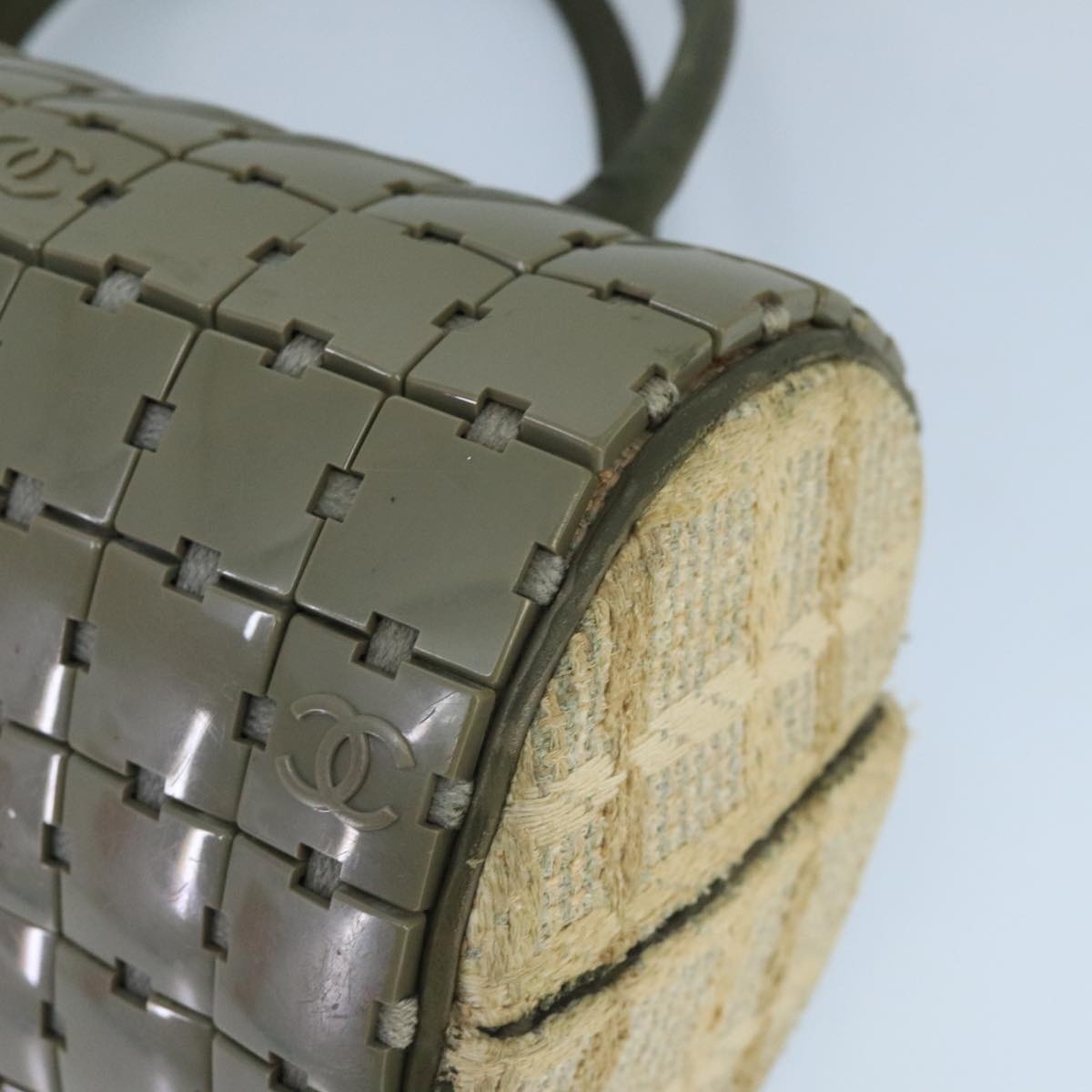 CHANEL Hand Bag Plastic Khaki CC - 10