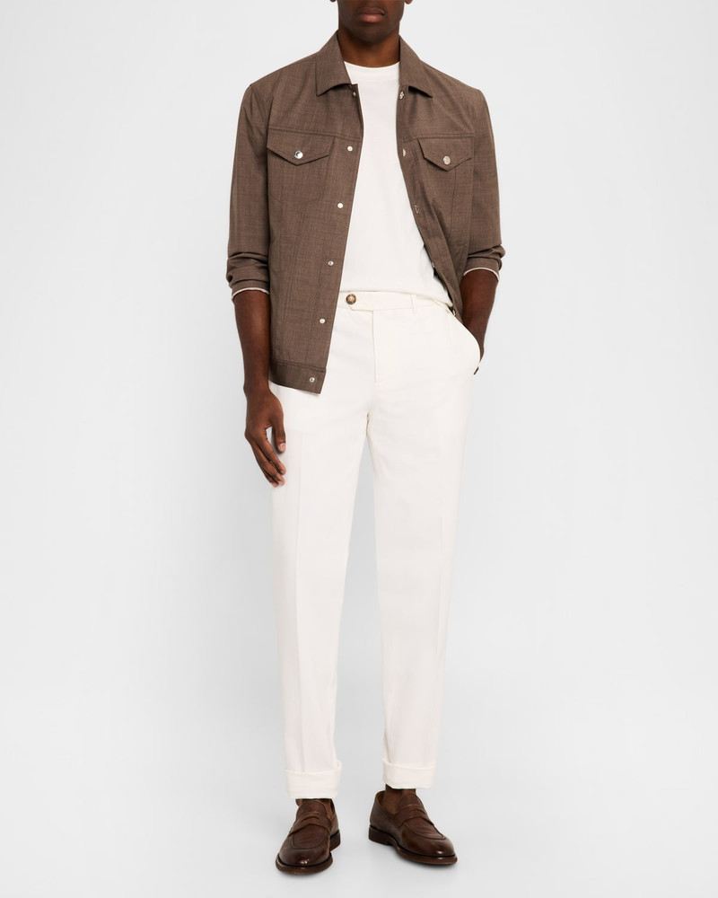 Brunello Cucinelli Men's Wool Snap-Front Trucker Jacket outlook
