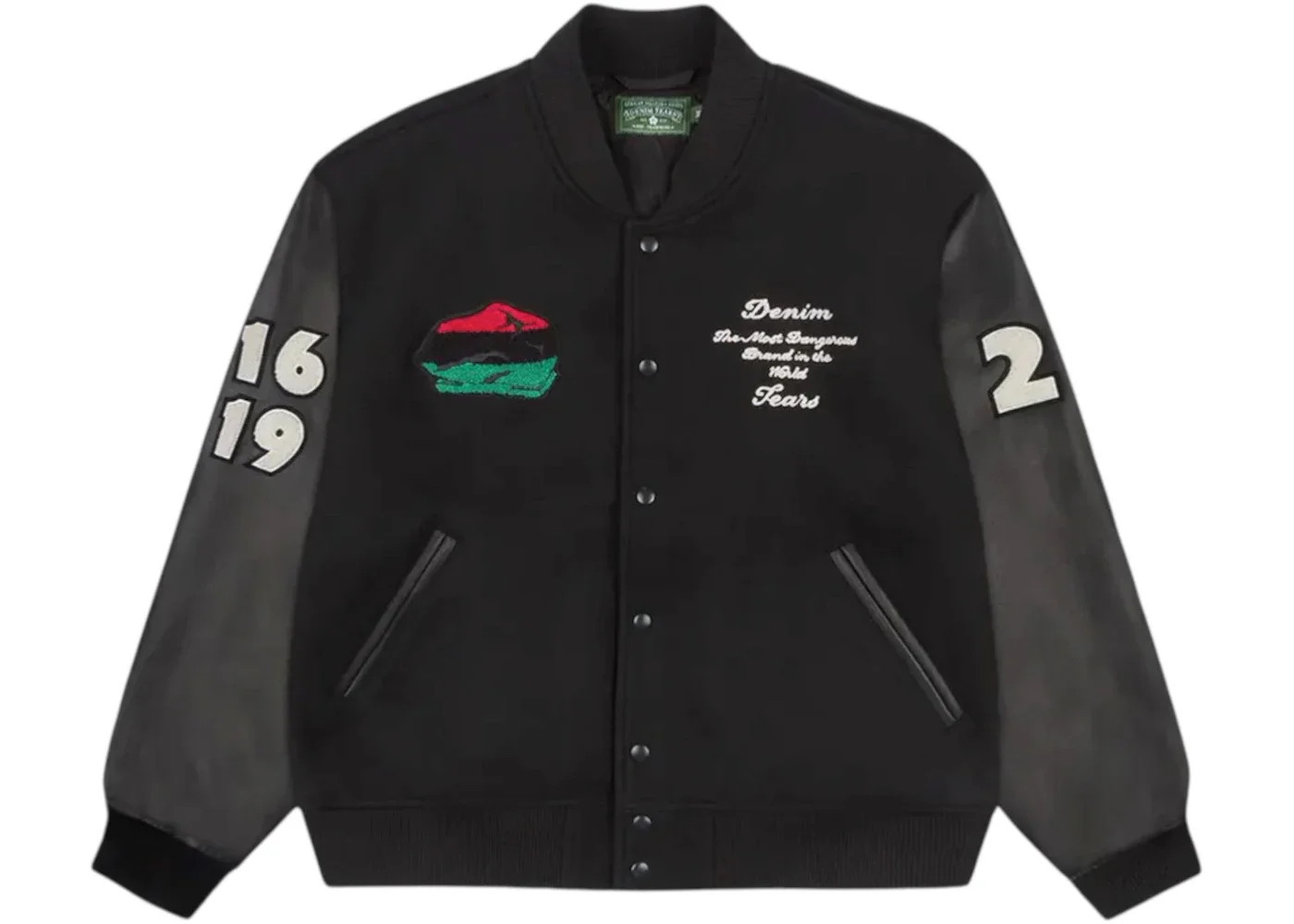 Denim Tears Peace Wreath Varsity Jacket Black - 1