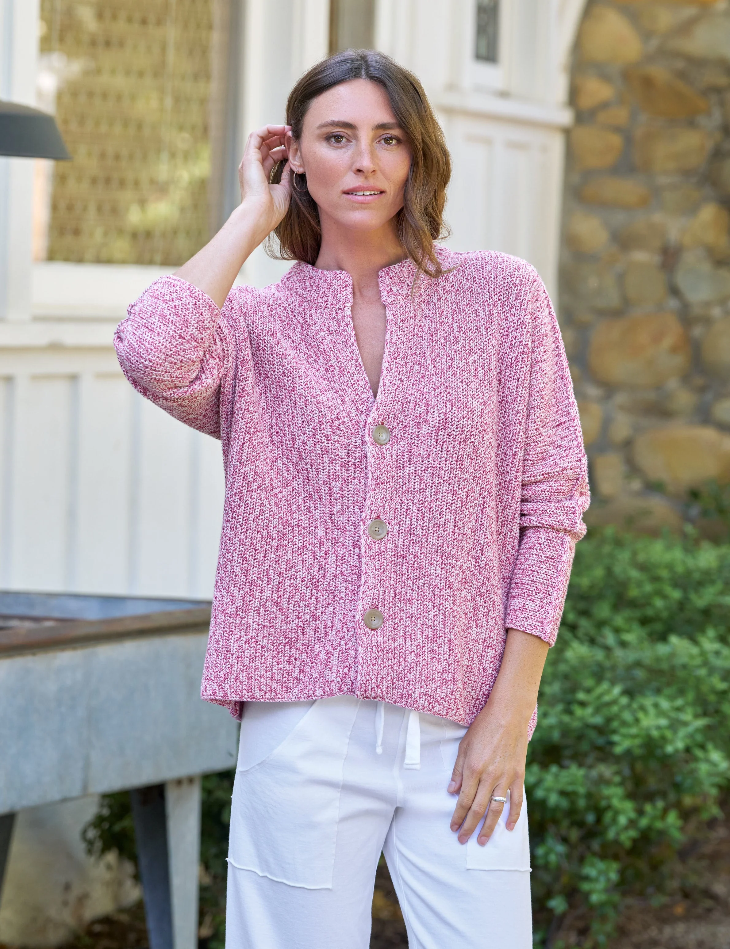 Crew Neck Cardigan - 1