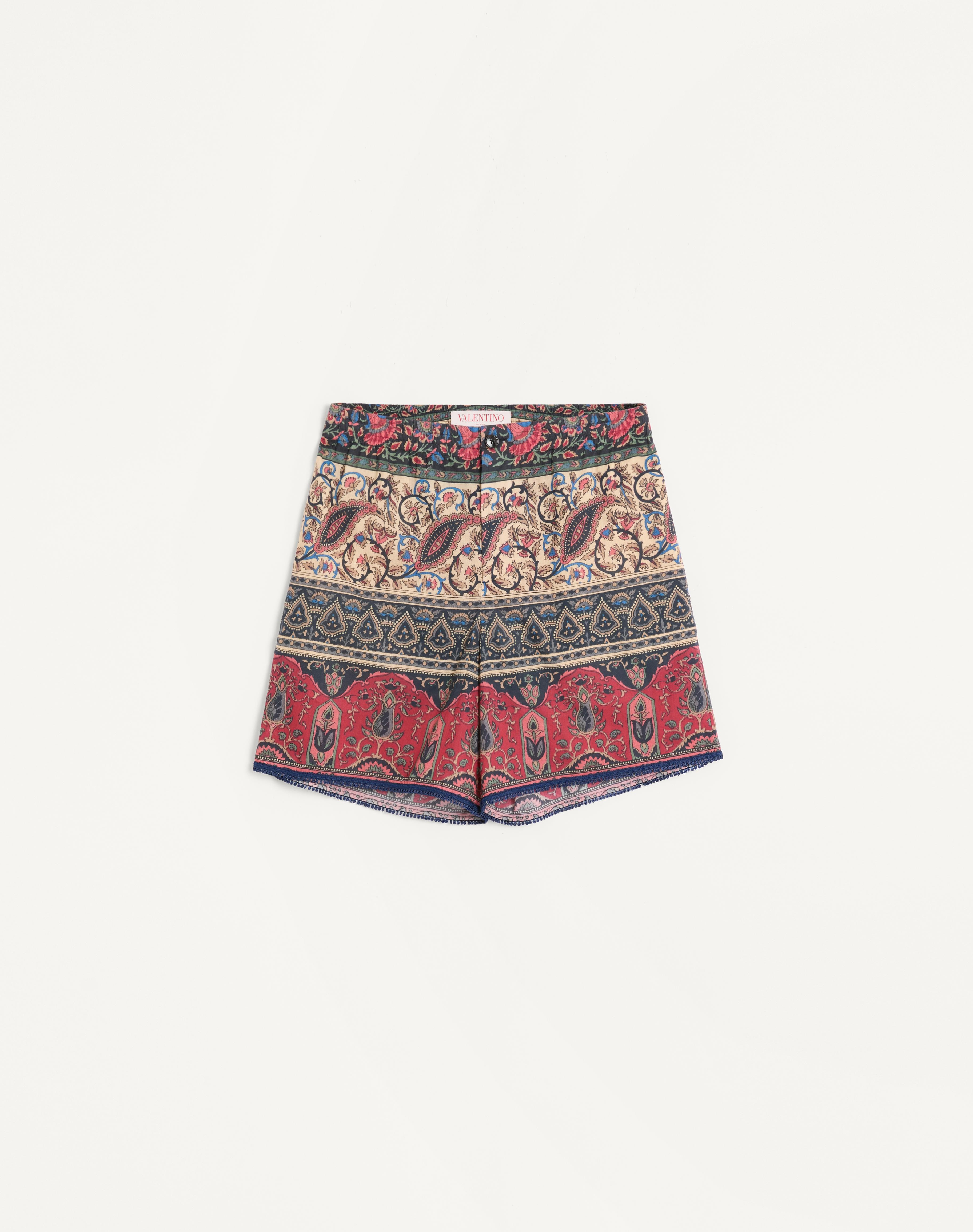 COTTON MUSLIN BERMUDA SHORTS WITH VOYAGE IMAGINAIRE PRINT AND PASSEMENTERIE TRIM - 1