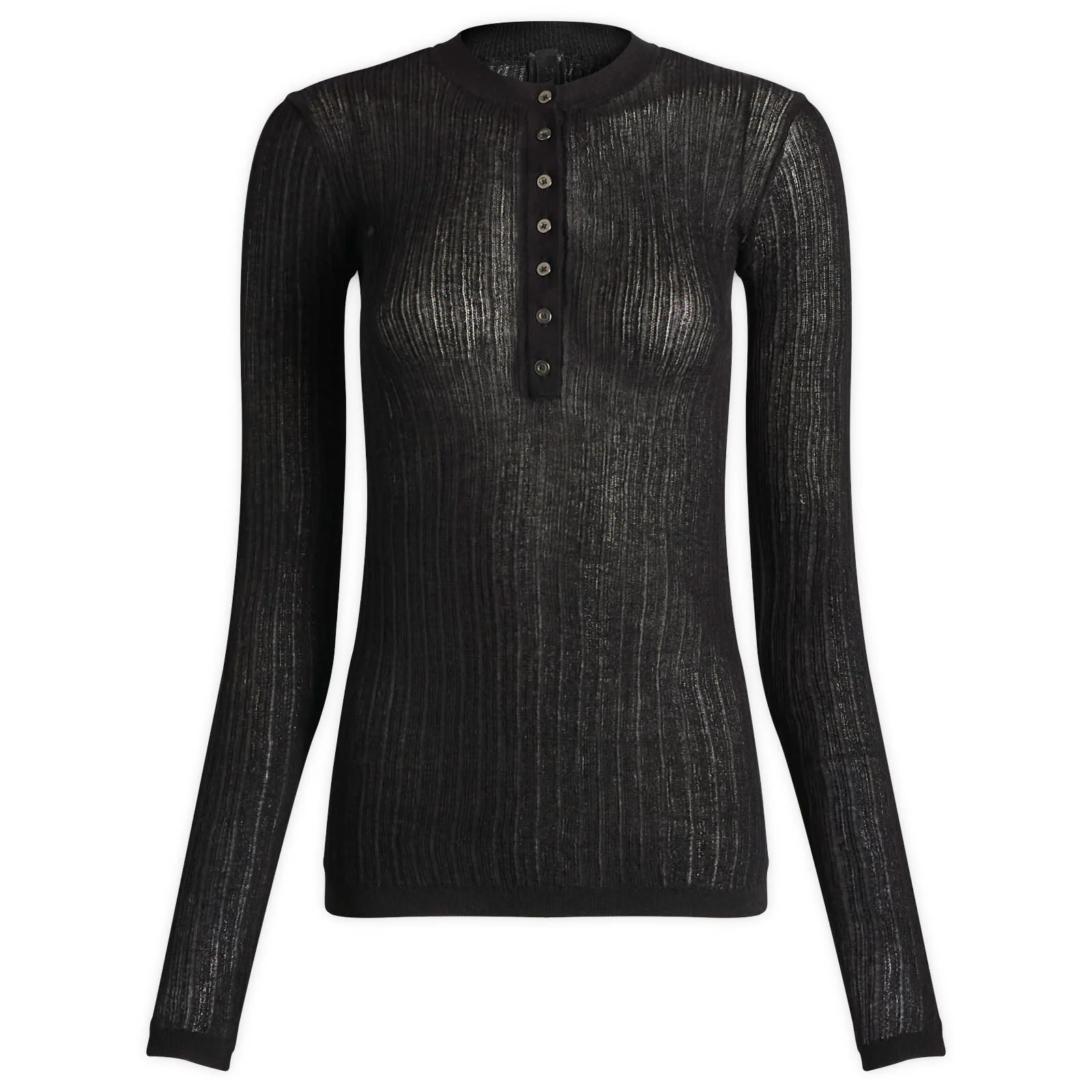 SKIMS Sheer Knit Long Sleeve Henley Top - 1
