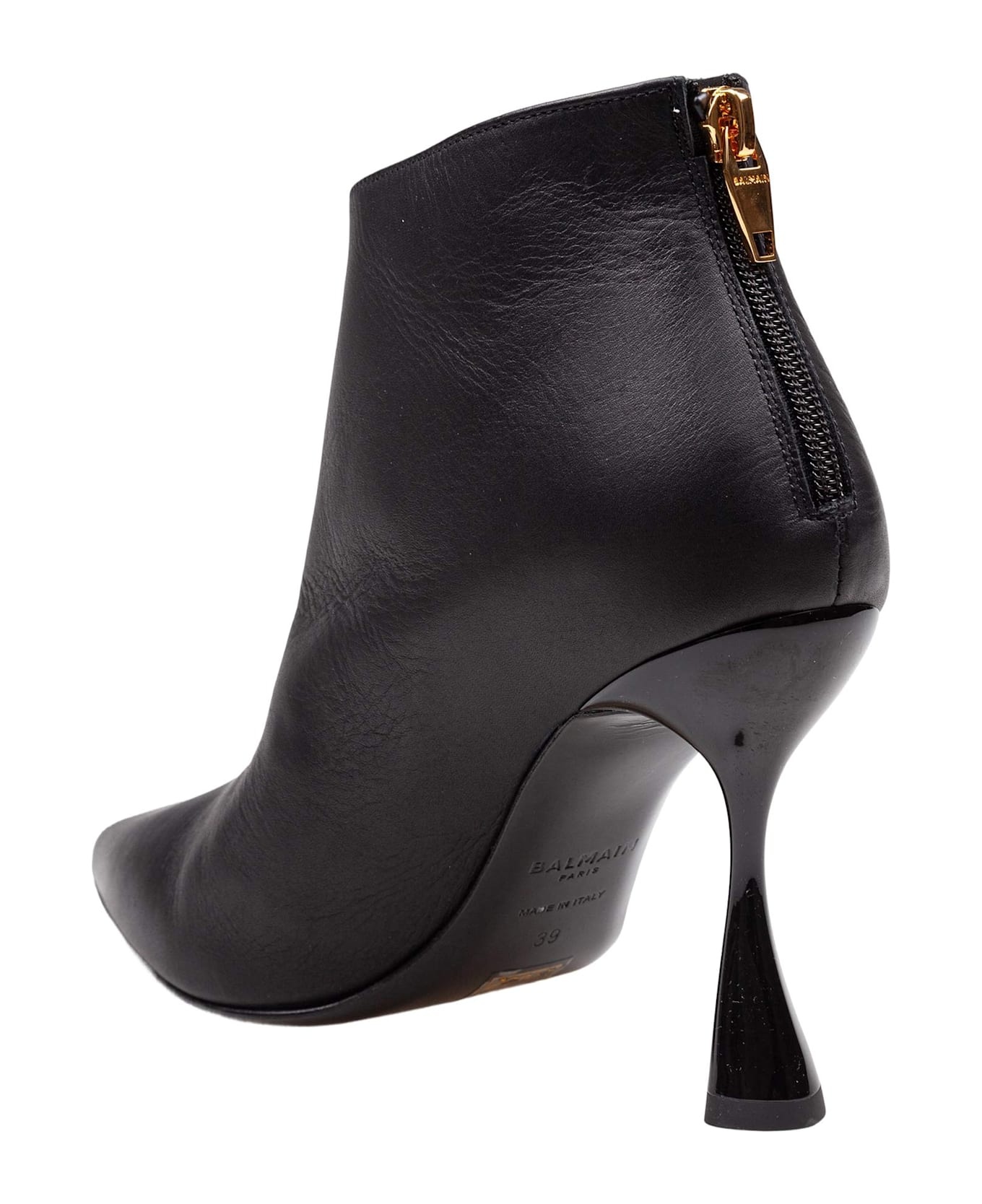Balmain Black Leather Ankle Boot - 4