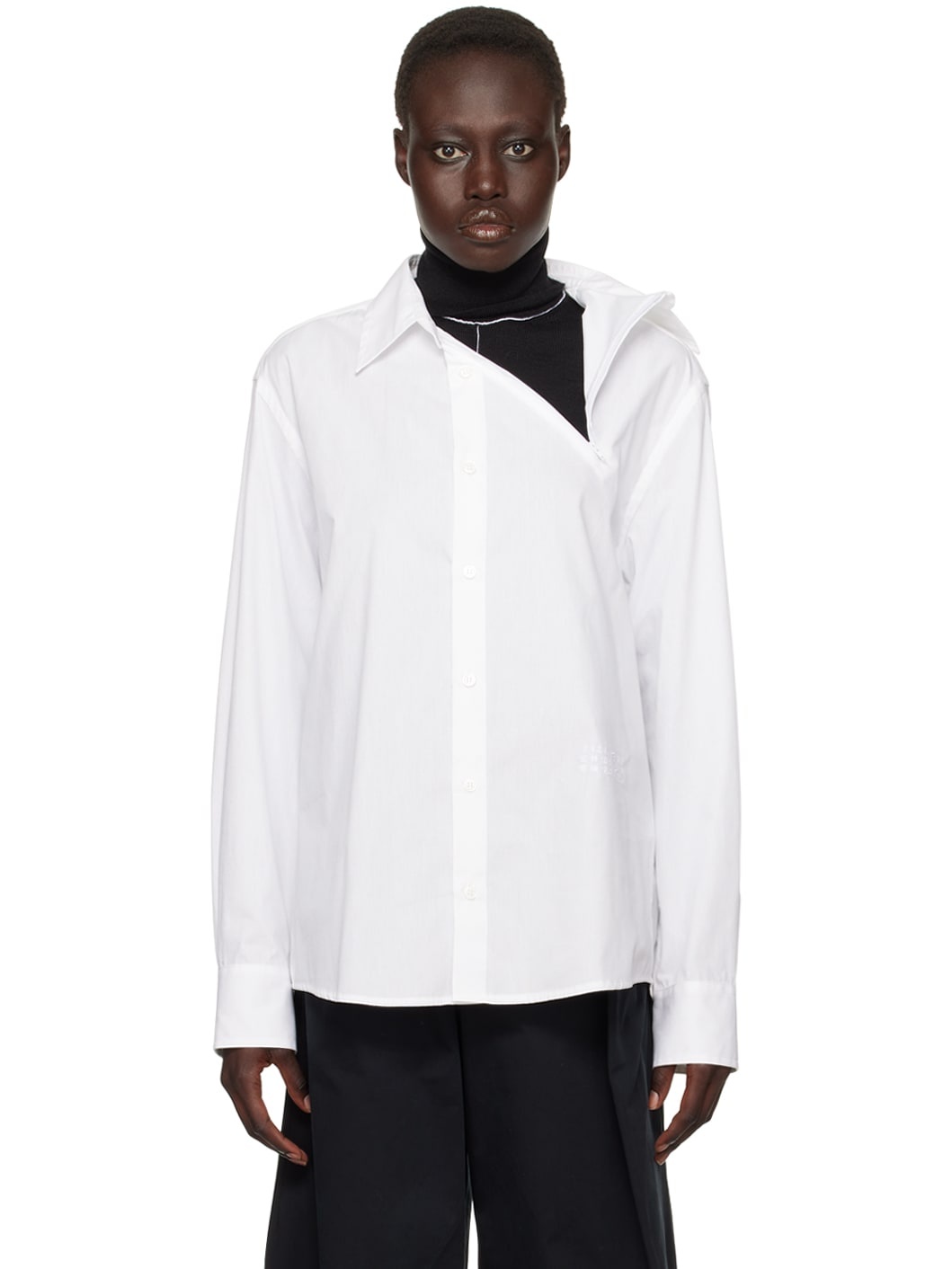 White Asymmetrical Shirt - 1