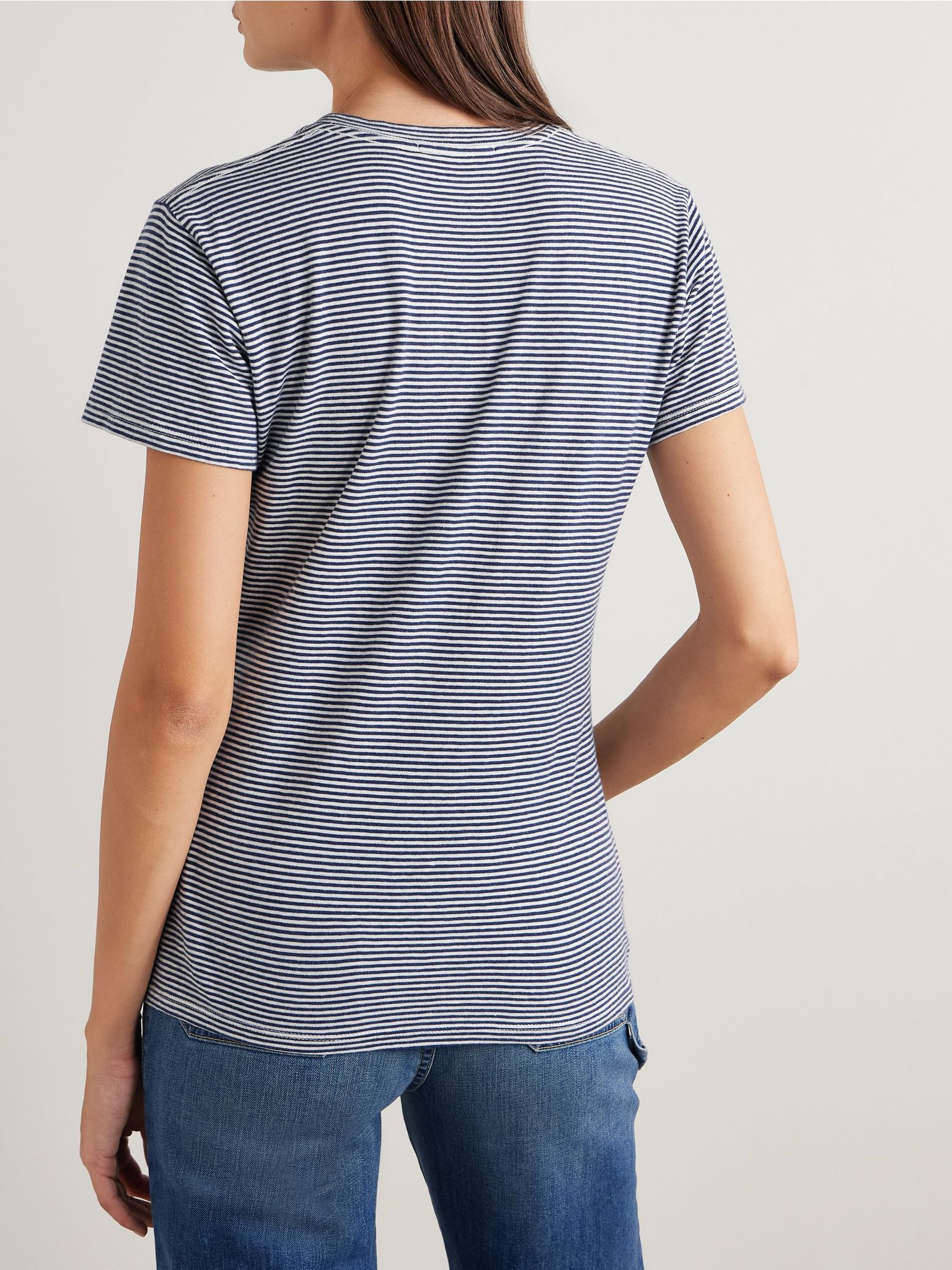 Lana striped cotton-jersey T-shirt Navy - 4