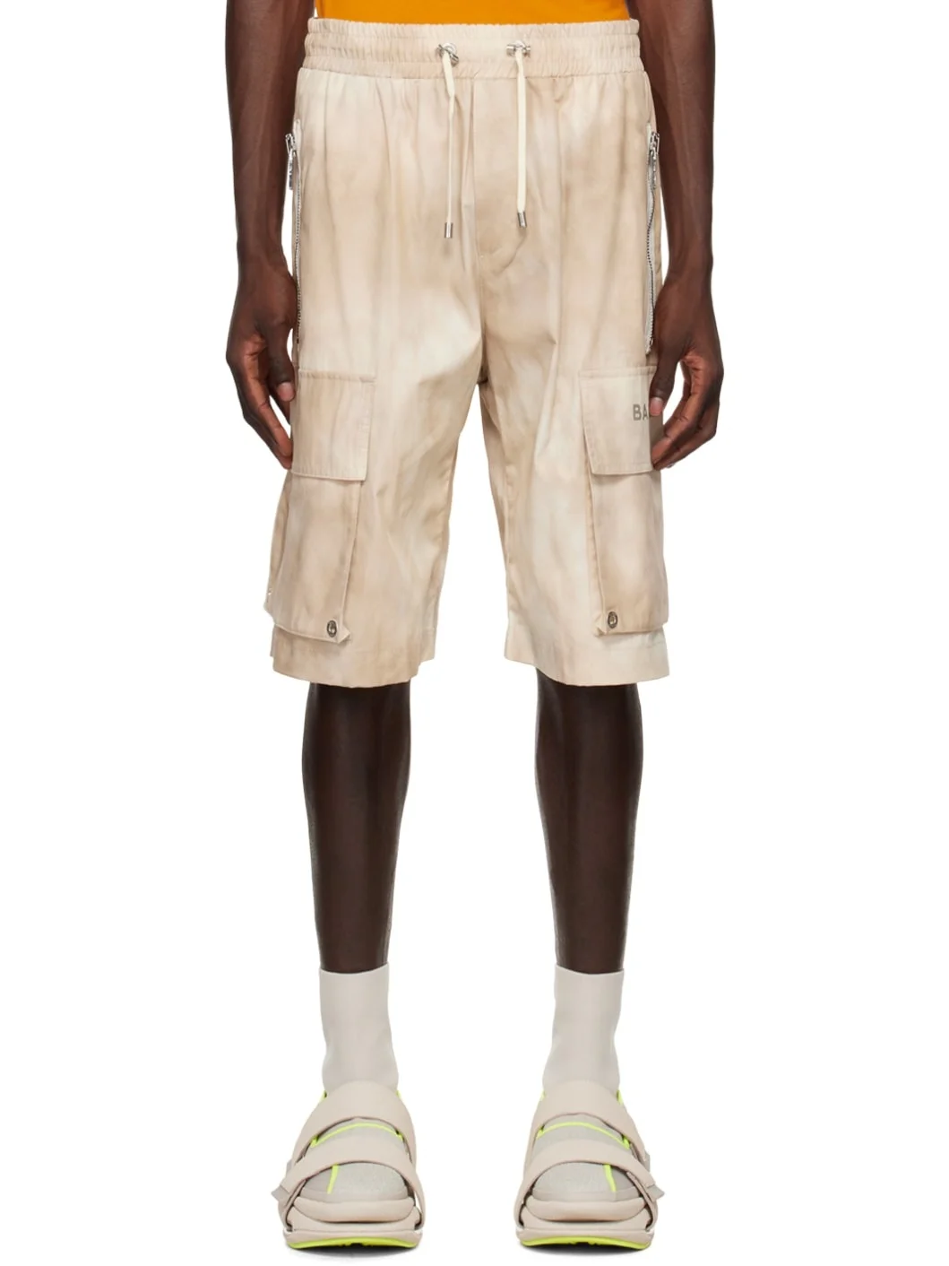 Beige Cargo Pocket Shorts - 1