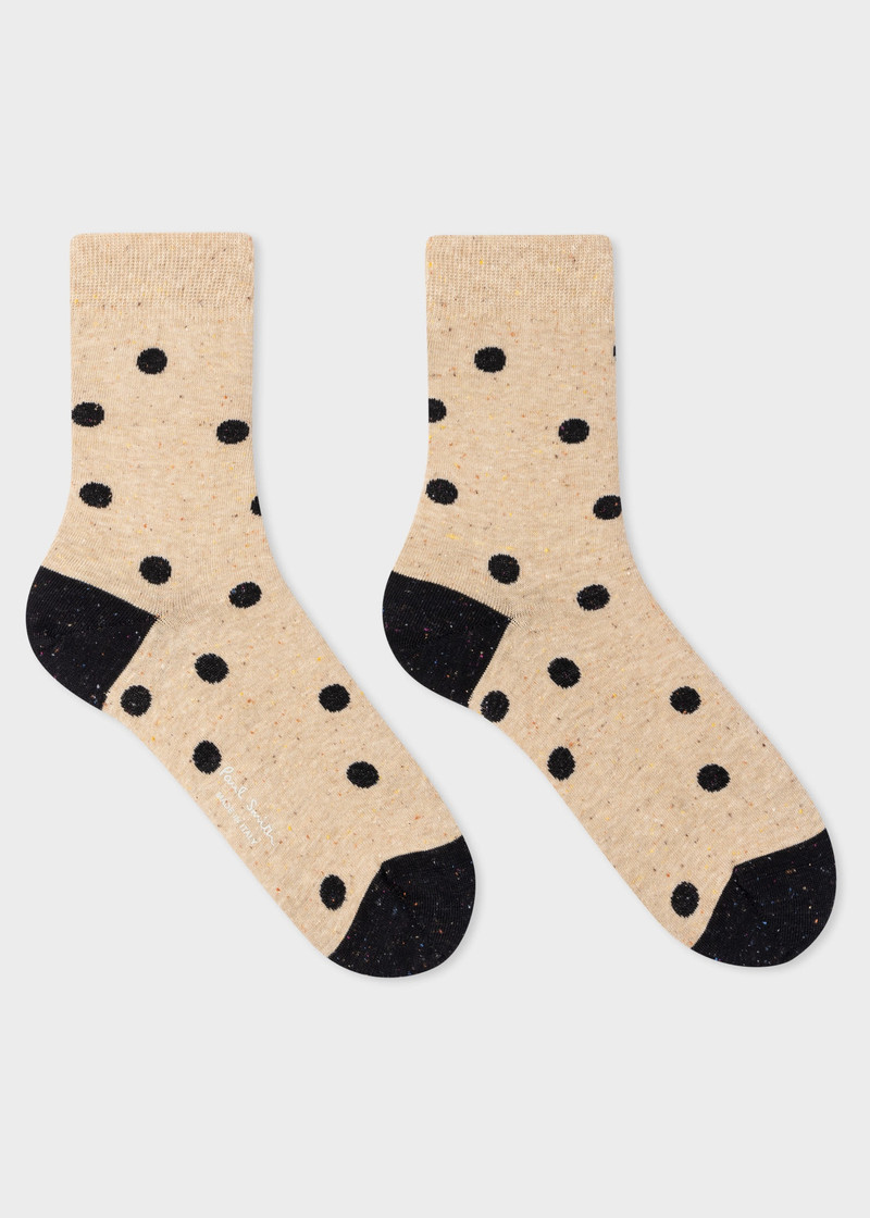 Paul Smith Cream Cotton-Blend Polka Dot Socks outlook
